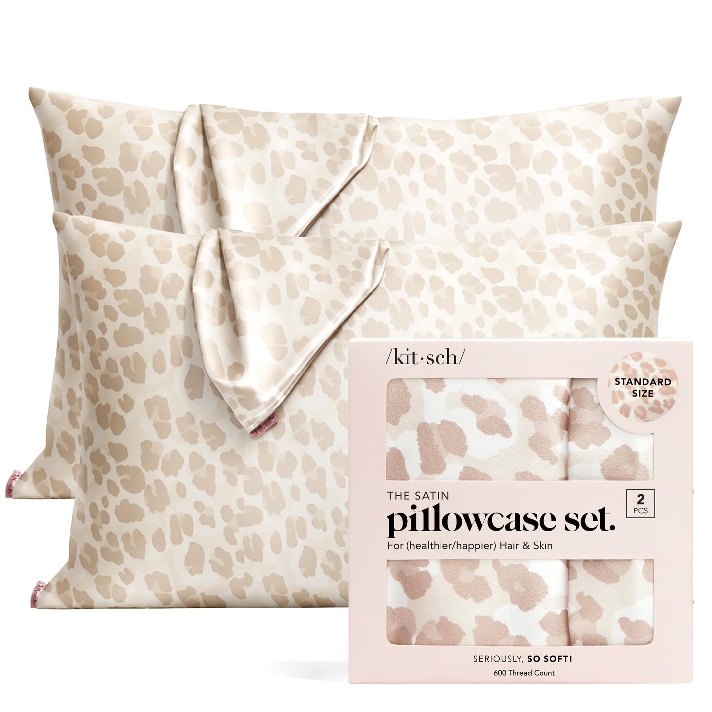 Kitsch Satin Pillowcase, Softer Than Silk Pillow Cases Queen, Cooling Pillow Covers, Satin Pillowcase w/Zipper for Hair, Skin & Quality Sleep, Wrinkle-Free & Smooth, Queen Size 19"x26", Cherry Print