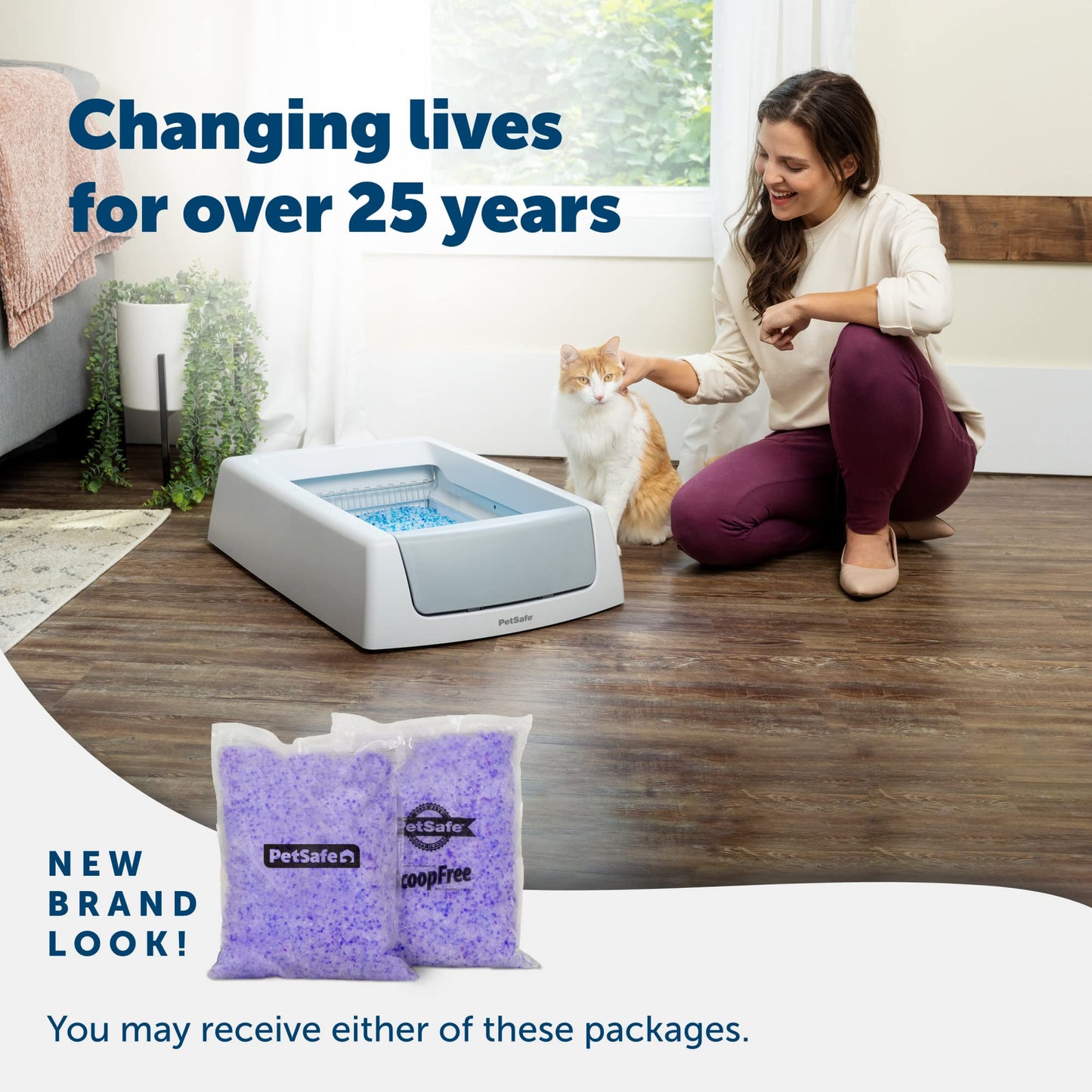 PetSafe ScoopFree Premium Crystal Cat Litter - Outperforms Clay Litter - Refill Packs - Reusable Tray Compatible - Fresh Scent - 4.3 lb Bags - 2 Pack