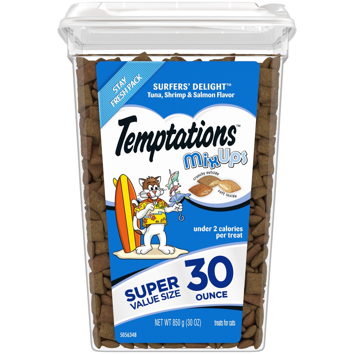 Temptations MixUps Surfer's Delight Flavor Crunchy and Soft Cat Treats, 16 oz. Tub