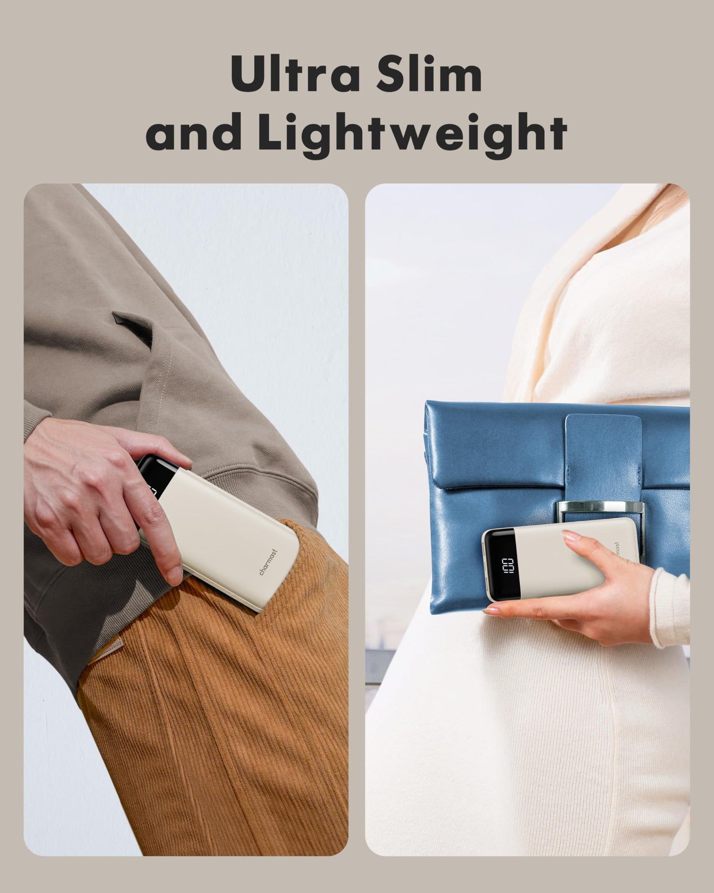 charmast Portable Charger with Built in Cables, Power Bank with Cords Wires, Slim 10000mAh Travel Battery Pack 6 Outputs 3 Inputs 3A Fast Charging for Samsung Google Pixel LG Moto iPhone iPad