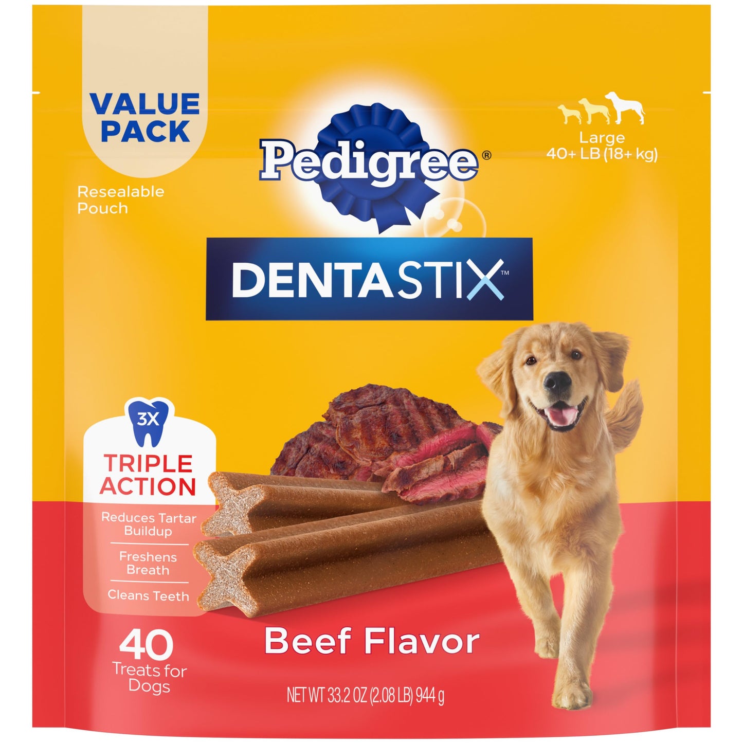 Pedigree Dentastix Large Breed Dog Treats, Fresh Flavor, 1.87 lb. Bag (36 Treats)