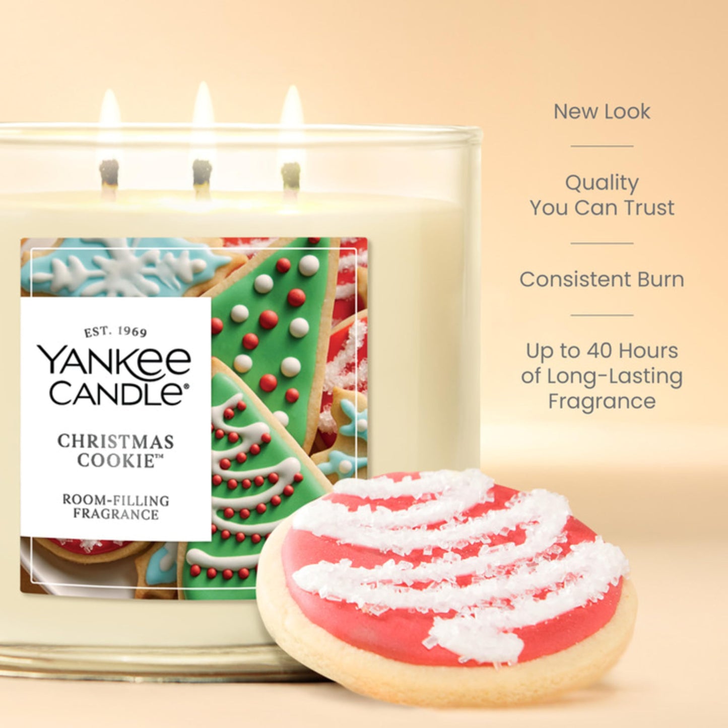 Yankee Candle Christmas Cookie, Scented Candle, 22oz Large Jar with up to 150 Hour Burn Time, Giftable, Holidays