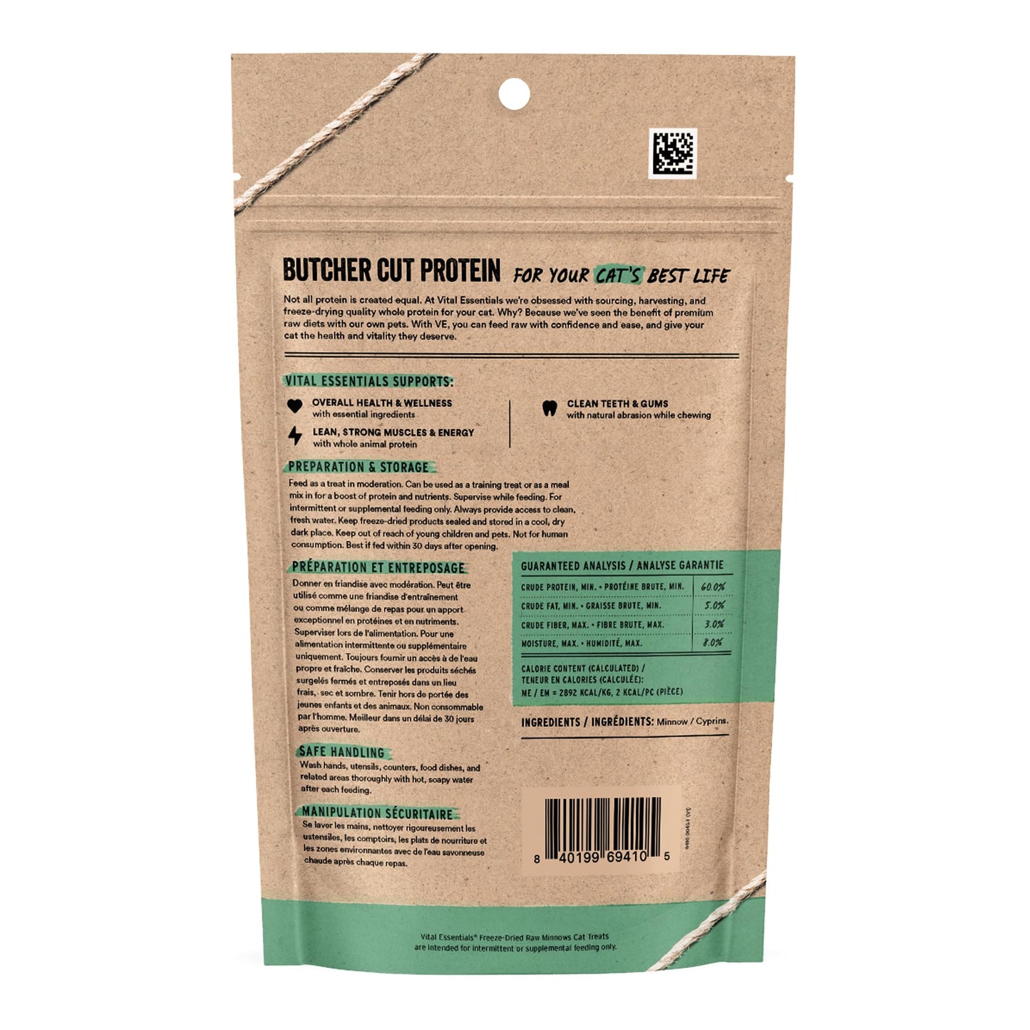 Vital Essentials Minnows Cat Treats, 0.5 oz | Freeze-Dried Raw | Single Ingredient | Grain Free, Gluten Free, Filler Free