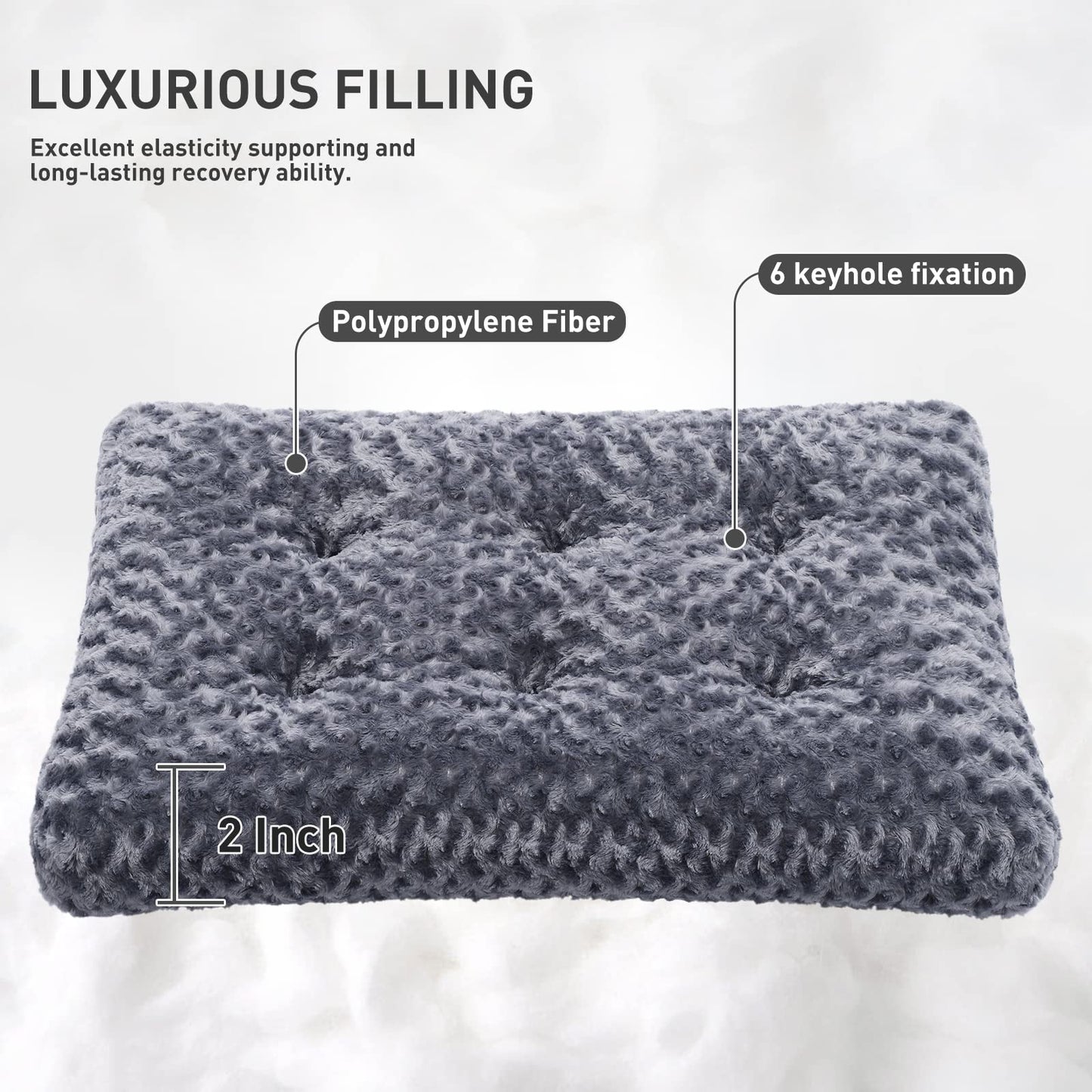 KSIIA Washable Dog Bed Deluxe Plush Dog Crate Beds Comfy Kennel Pad Anti-Slip Pet Sleeping Mat for Large, Jumbo, Medium, Small Dogs Breeds, 35" x 23", Gray