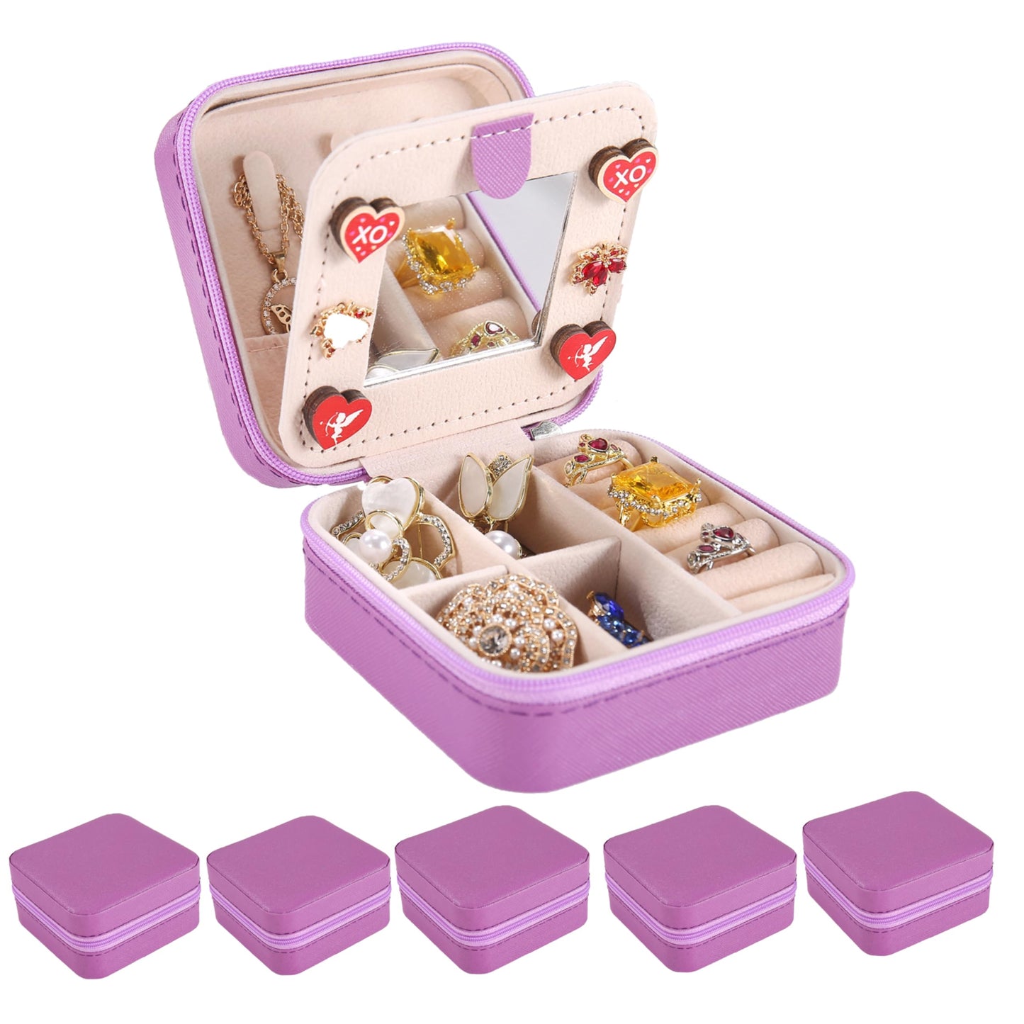 KElofoN Travel jewelry case Travel jewelry box Travel Jewelry Organizer Small box Gift for Girls Women with Mirror(Green)