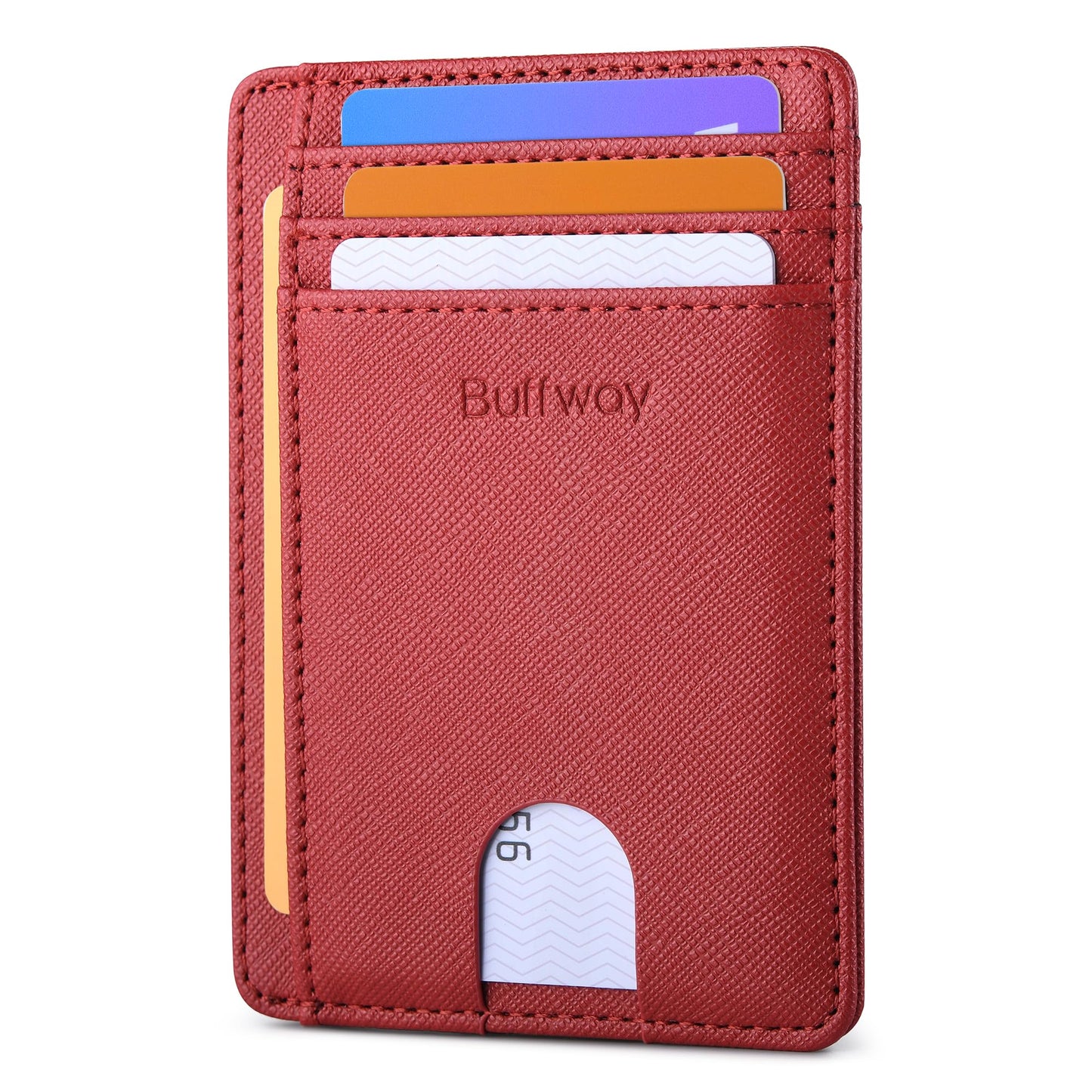 Buffway Slim Minimalist Front Pocket RFID Blocking Leather Wallets for Men and Women - Alaska Black