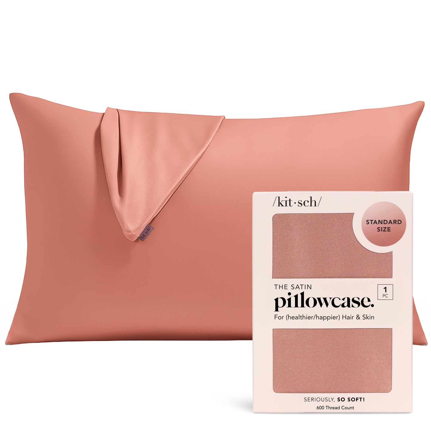 Kitsch Satin Pillowcase, Softer Than Silk Pillow Cases Queen, Cooling Pillow Covers, Satin Pillowcase w/Zipper for Hair, Skin & Quality Sleep, Wrinkle-Free & Smooth, Queen Size 19"x26", Cherry Print