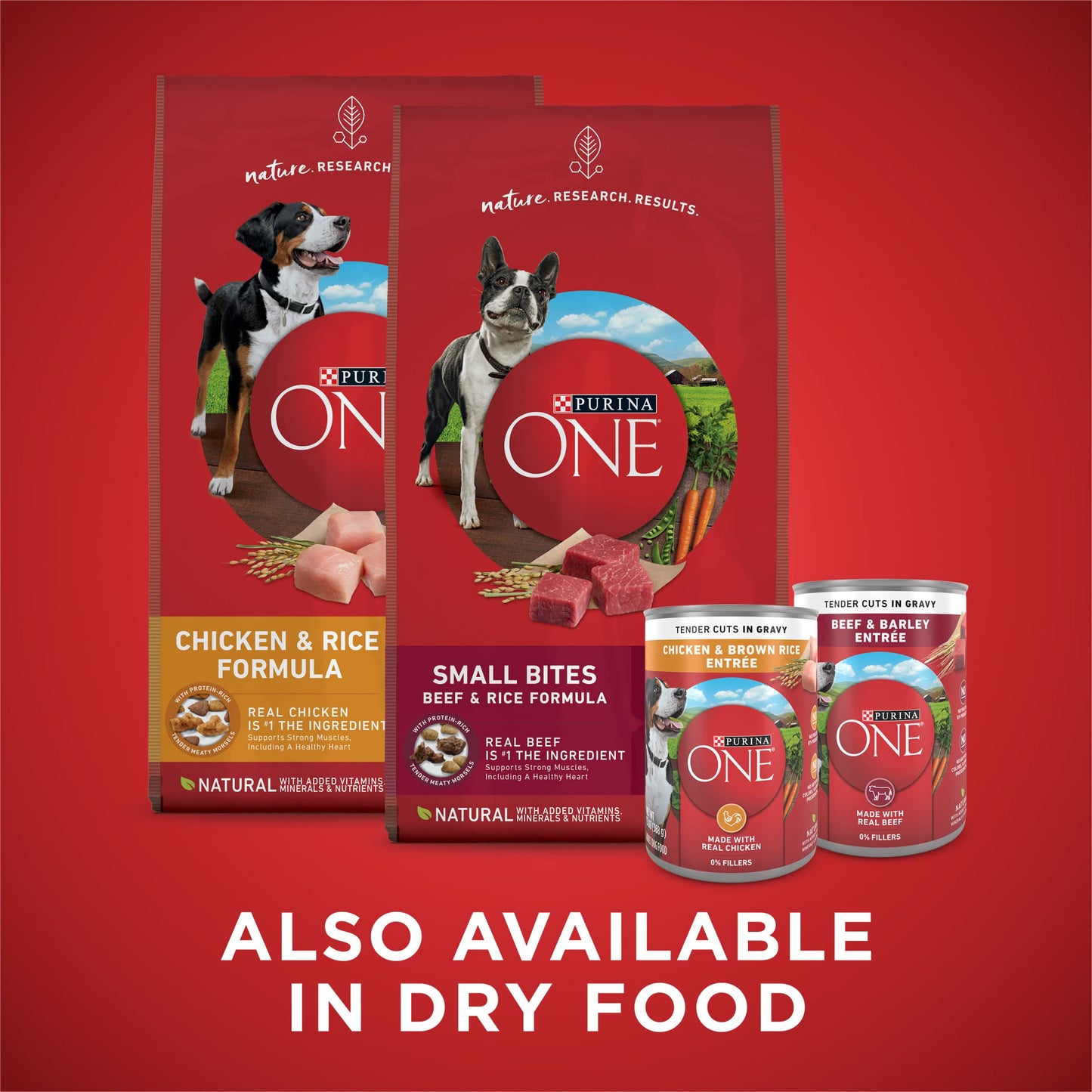 Purina ONE Classic Ground Chicken and Brown Rice, and Beef and Brown Rice Entrees Wet Dog Food Variety Pack - (Pack of 6) 13 oz. Cans