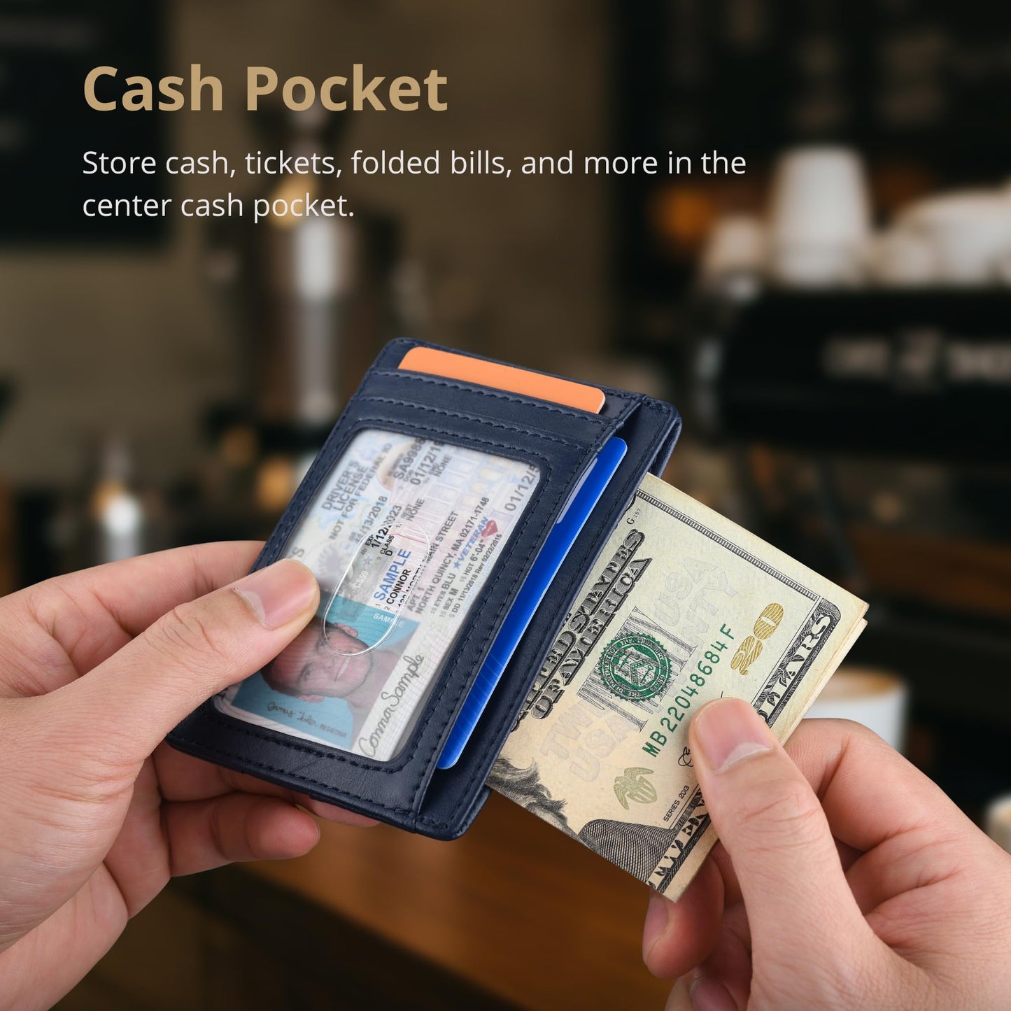 Buffway Slim Minimalist Front Pocket RFID Blocking Leather Wallets for Men and Women - Alaska Black