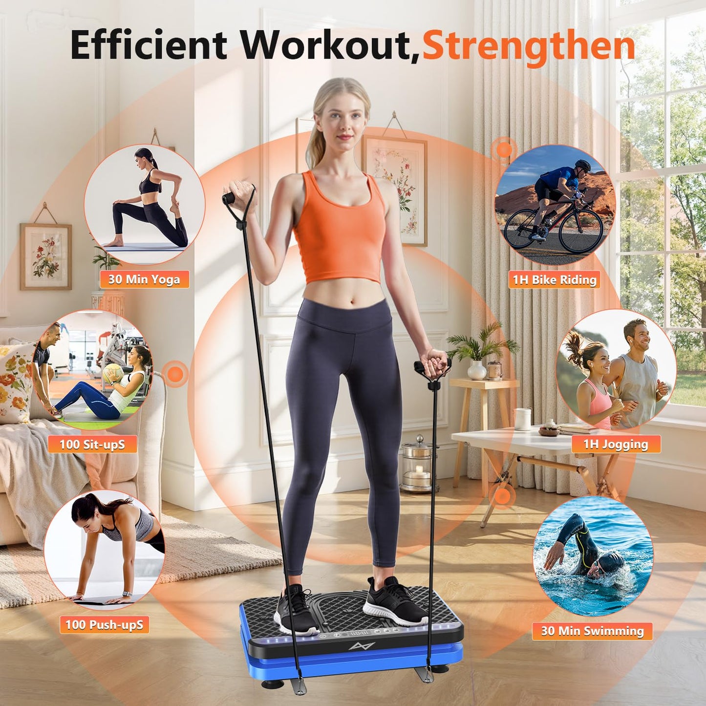 AXV Vibration Plate Fitness Platform Exercise Machine Vibrating Shaking Full Body Shaker Workout Vibrate Stand Shake Board Sport Gym for Weight Loss Fat Burner for Women Men