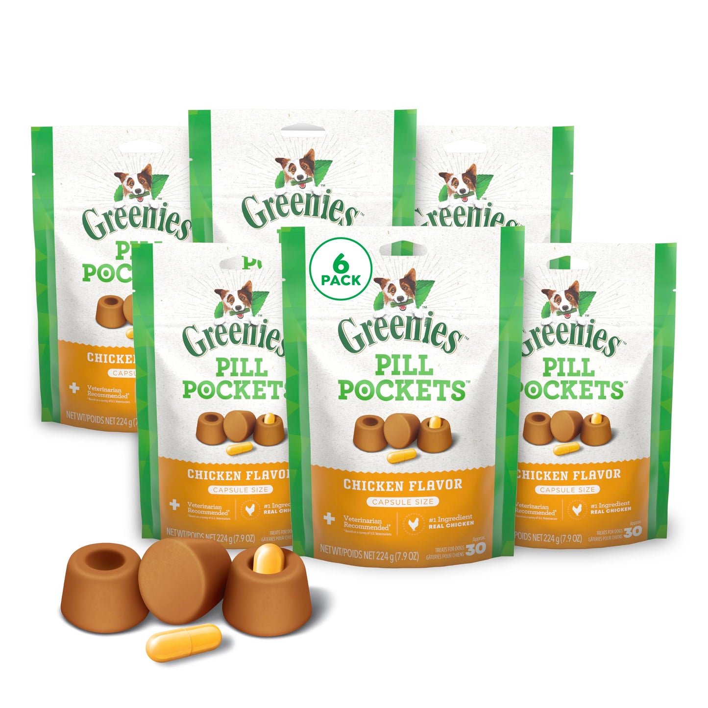 Greenies Pill Pockets for Dogs Large Size, Soft Dog Treats, with Real Peanut Butter, 15.8 oz. Pouch (60 Treats)