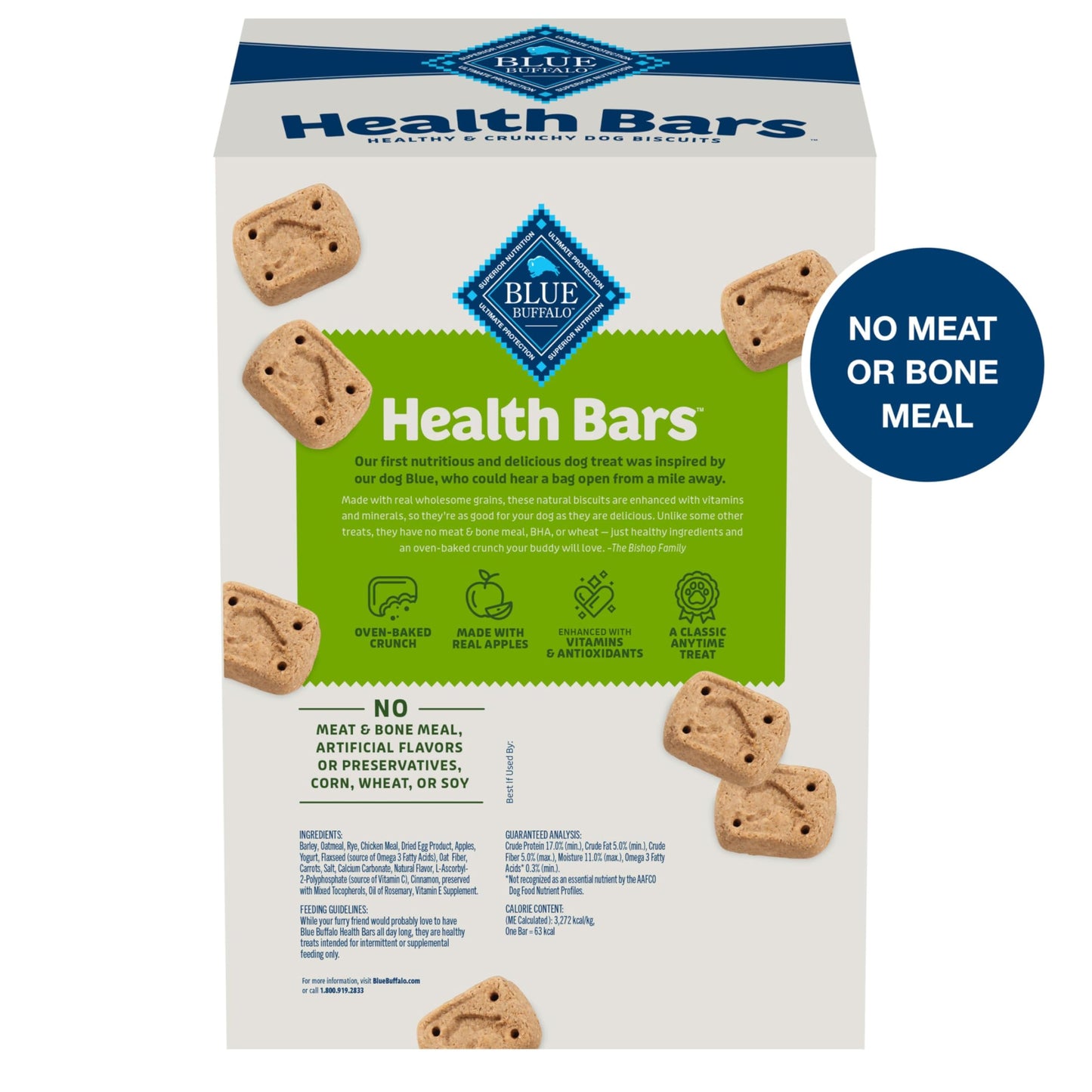 Blue Buffalo Health Bars Crunchy Dog Biscuits, Oven-Baked With Natural Ingredients, Pumpkin & Cinnamon, 16-oz Bag