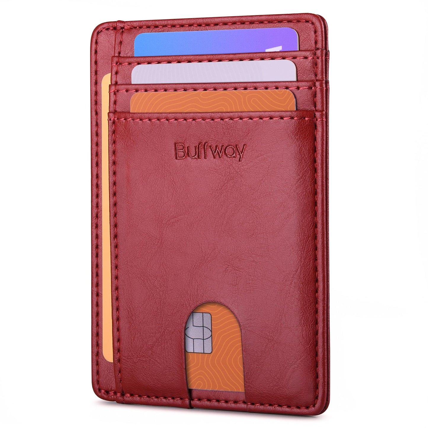 Buffway Slim Minimalist Front Pocket RFID Blocking Leather Wallets for Men and Women - Alaska Black