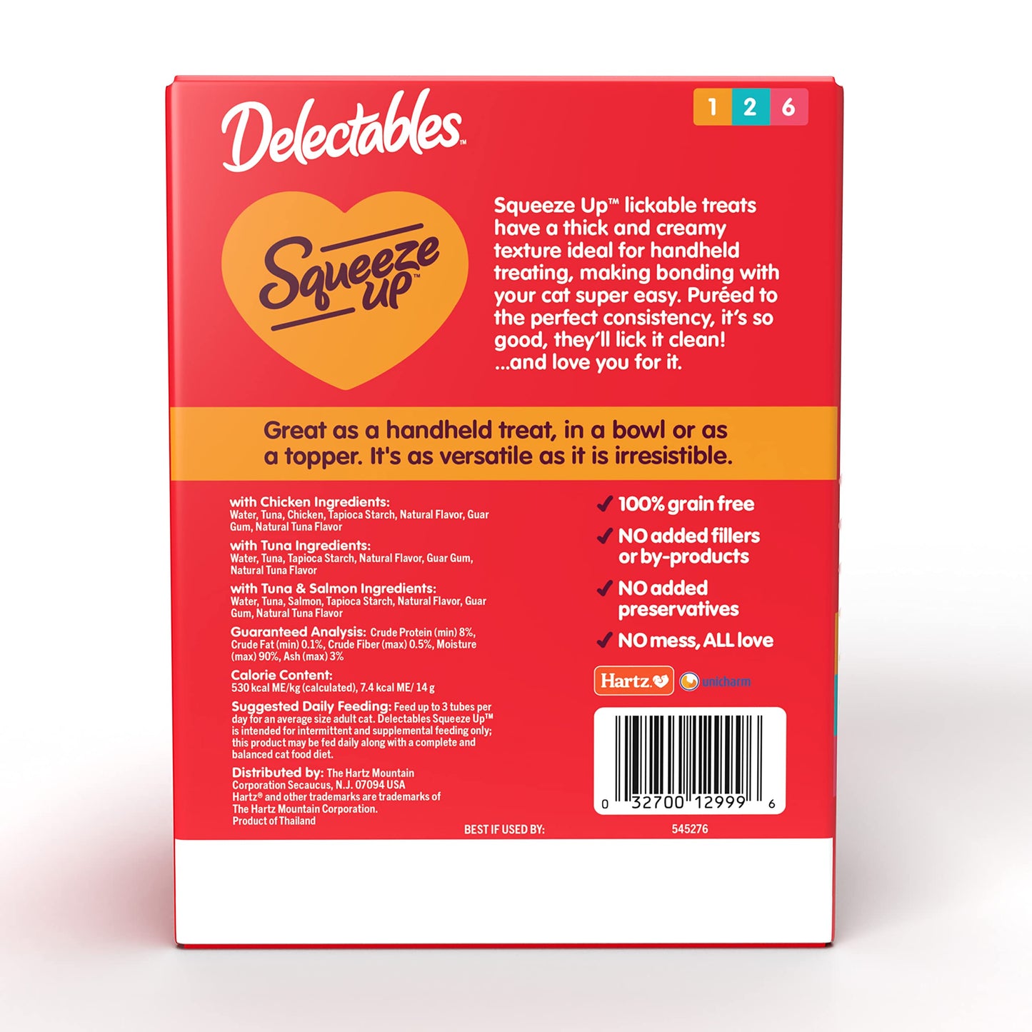 Delectables Squeeze Up Variety Pack, Creamy Squeezable Puree, Lickable Wet Cat Treats, Grain Free, No Added Fillers, No By-Products, No Added Preservatives, 0.5 Ounces Tube, 24 Tubes Total