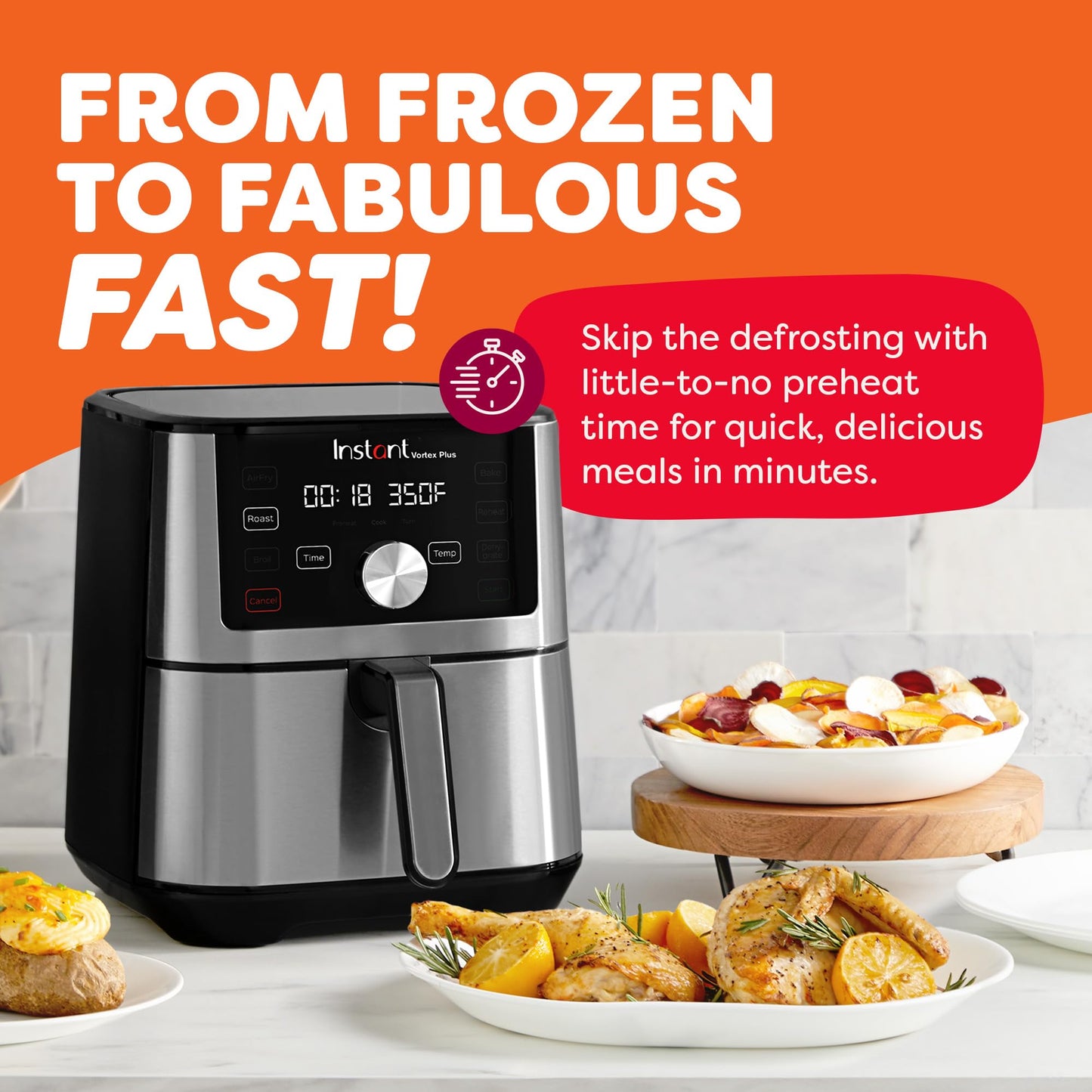 Instant Pot 4Qt VORTEX 6-in-1 Mini Air Fryer, Custom Program Options, Air Fry, Broil, Roast, Dehydrate, Bake, Reheat, Black, 4 Quarts