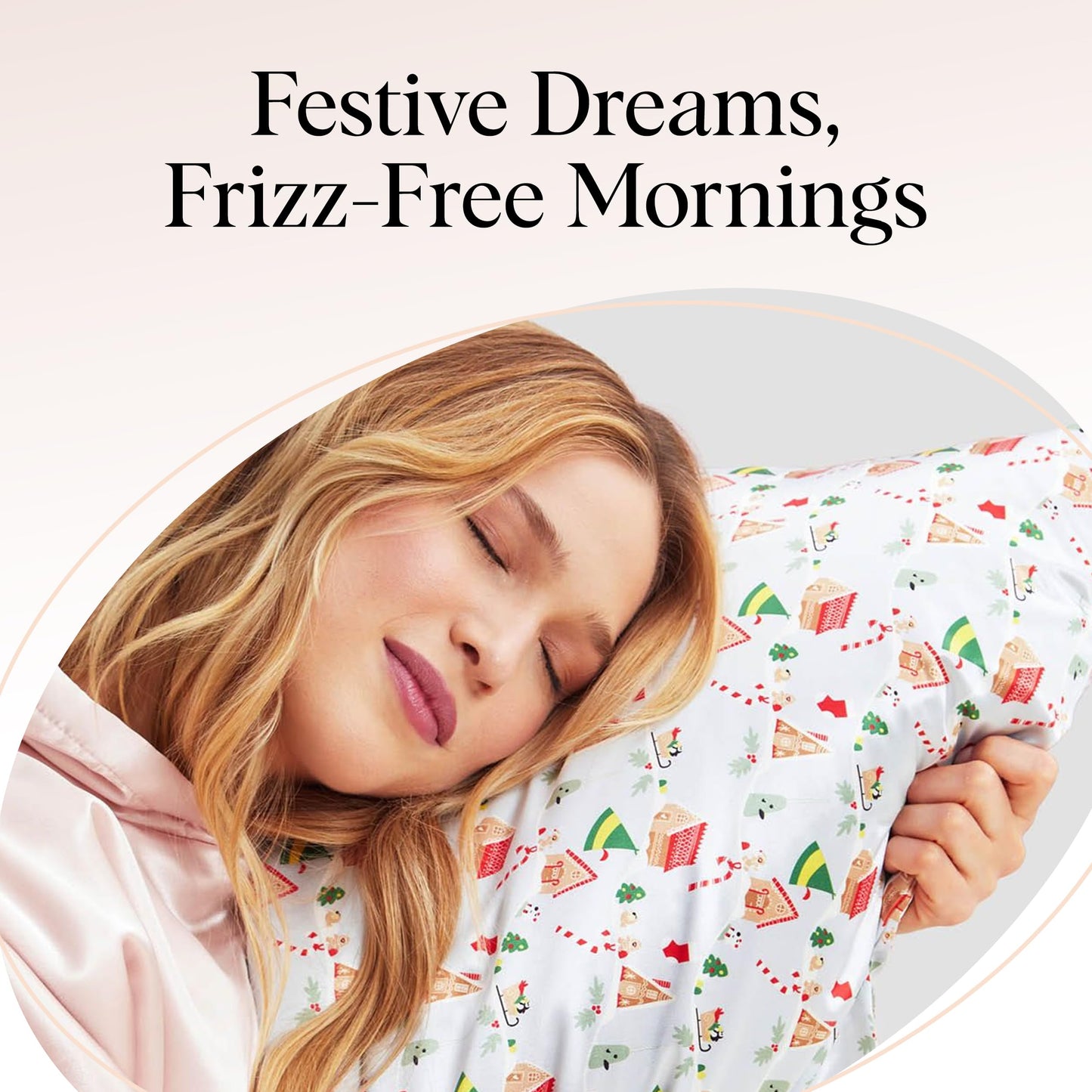 Kitsch x Elf North Pole - Satin Pillowcase with Zipper for Hair & Skin – Softer Than Silk, Cooling Pillow case, Wrinkle-Free, Machine Washable, Queen/Standard (19x26)