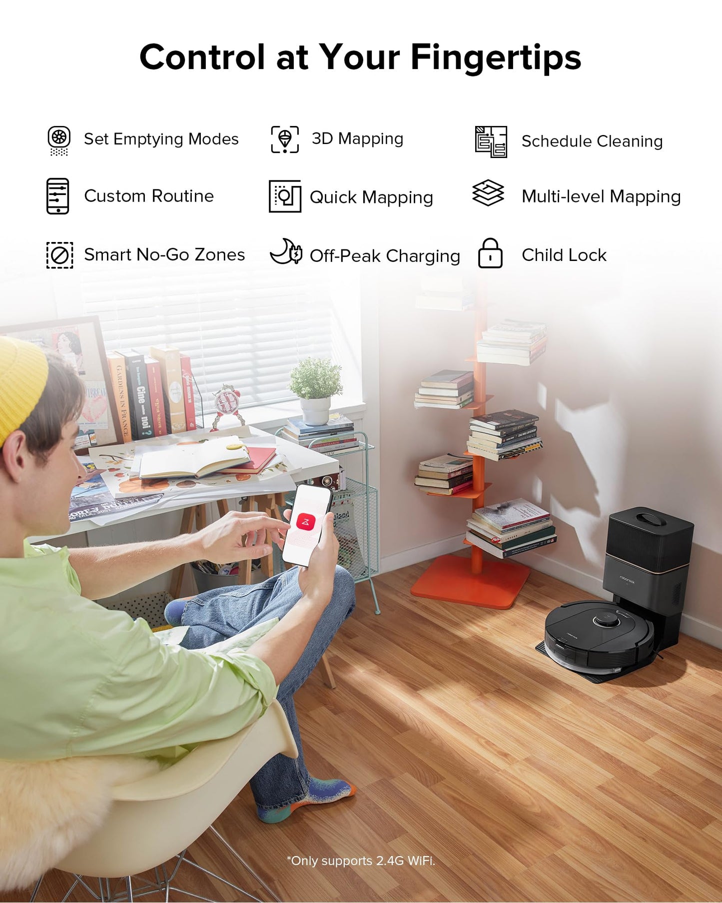 roborock Q10 S5+ Robot Vacuum and Mop, 10,000Pa Suction, Upgraded from Q8 max+, 70 Days Self-Emptying, Obstacle Avoidance, Sonic Mopping, Dual Anti-Tangle Design, Auto Mop Lifting, Ideal for Pet Hair