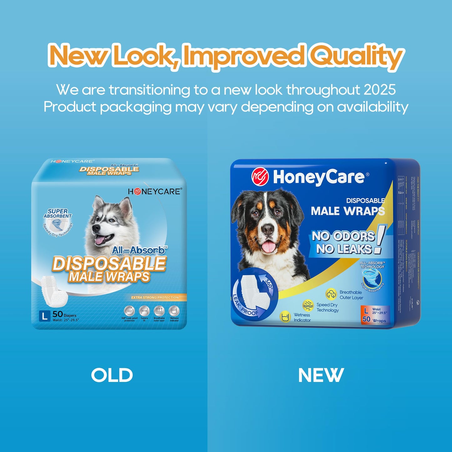 HONEY CARE All-Absorb A26 Male Dog Wrap, 50 Count, Small