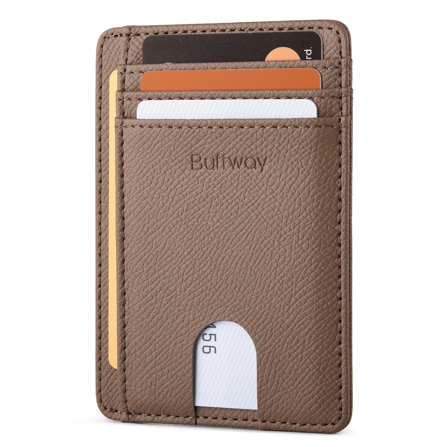Buffway Slim Minimalist Front Pocket RFID Blocking Leather Wallets for Men and Women - Alaska Black