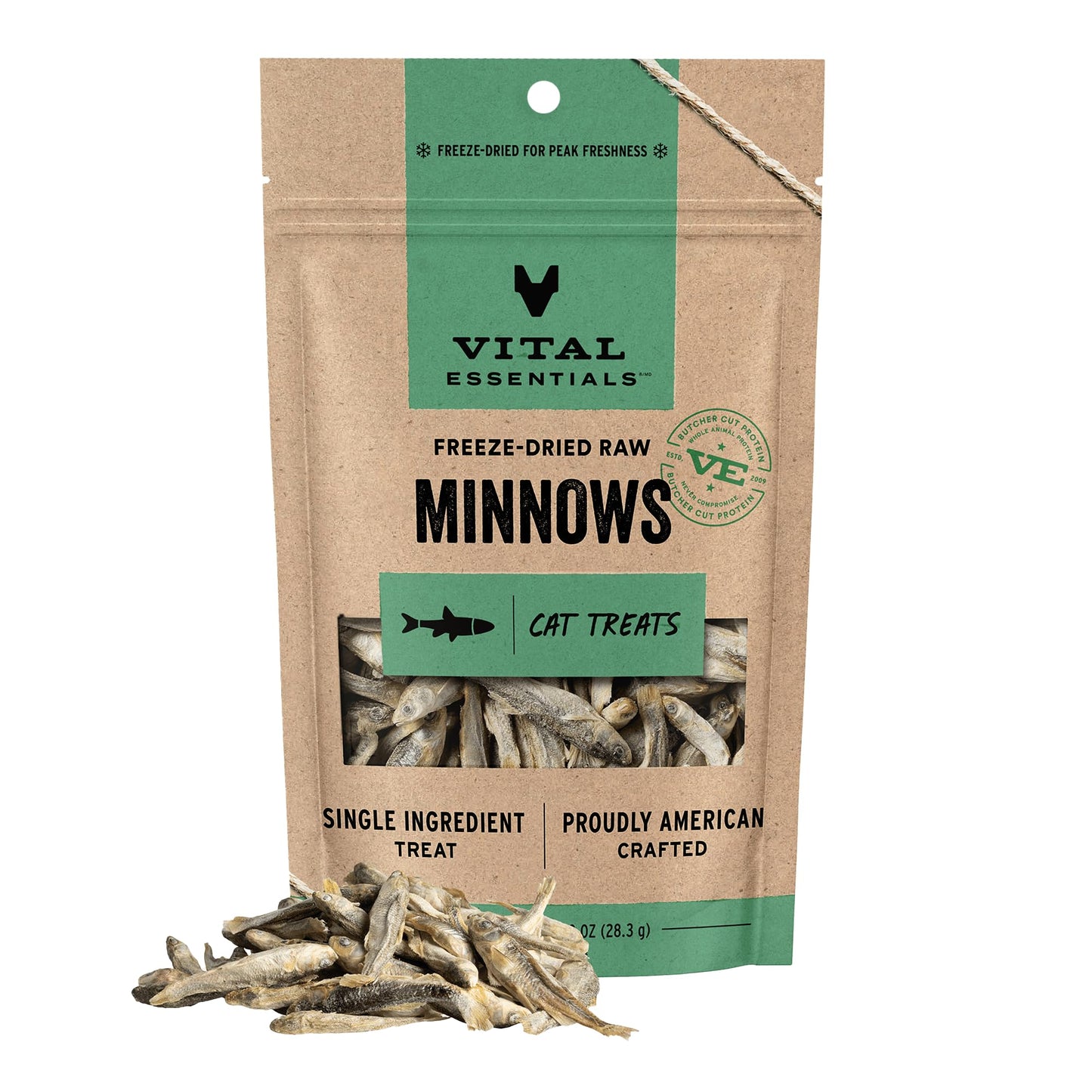 Vital Essentials Minnows Cat Treats, 0.5 oz | Freeze-Dried Raw | Single Ingredient | Grain Free, Gluten Free, Filler Free