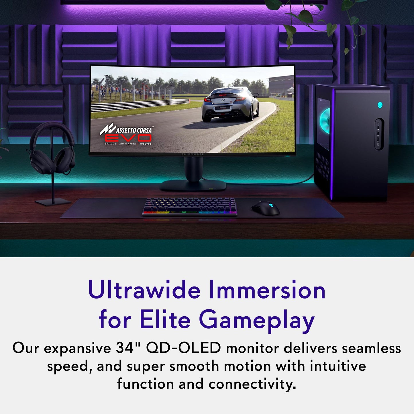 Alienware AW3423DWF Curved QD-OLED Gaming Monitor - 34-inch Quantum Dot OLED 0.1Ms 165Hz 21:9 Curved Display, 99.3% DCI-P3 Color Gamut, VESA DisplayHDR True Black 400, AMD FreeSync Premium Pro - Black