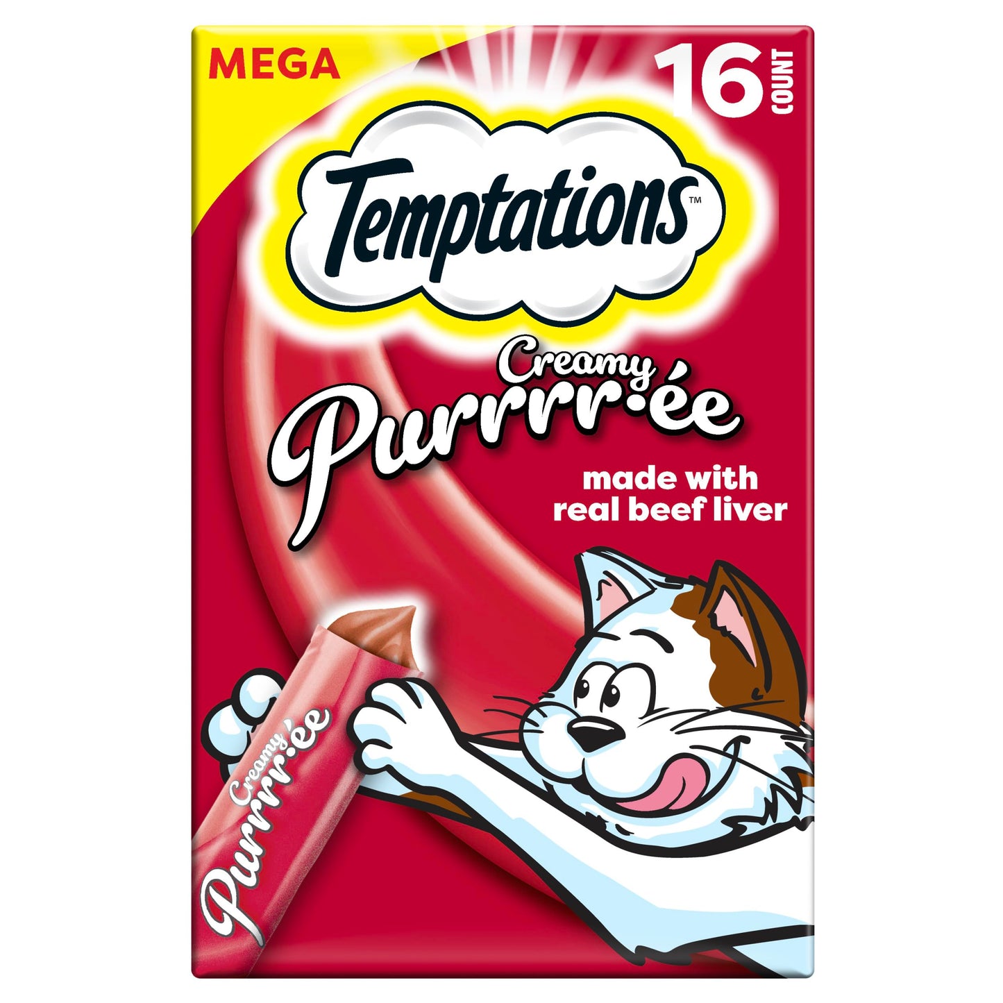 Temptations Creamy Puree Variety Pack of Squeezable Cat Treats, 0.42 oz. Tubes, 24 Count