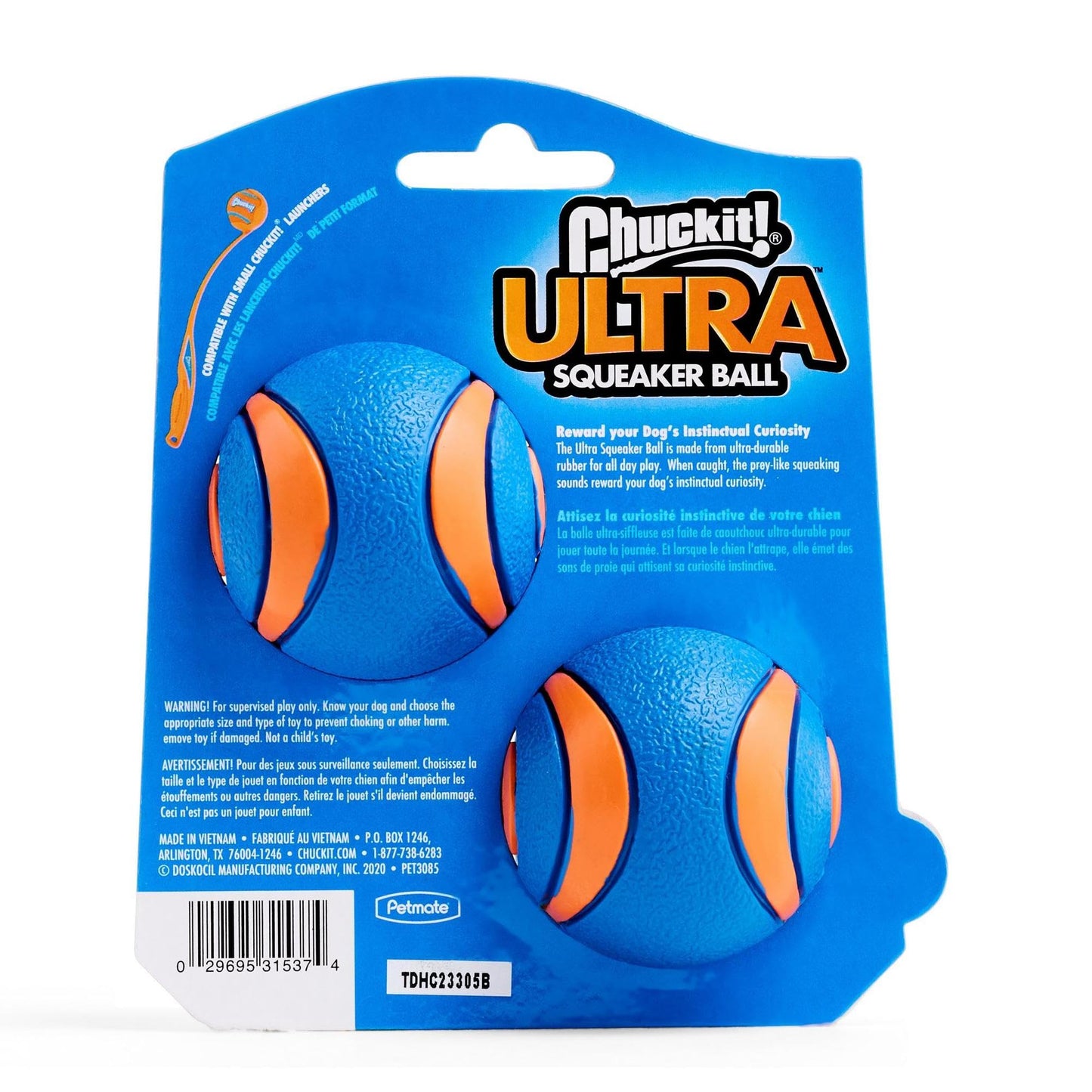 Chuckit! Ultra Ball Dog Toy - Medium Bouncy Fetch Balls For Dogs 20-60 lbs - Made from Durable Rubber - Floating Water Pet Toys - Size Medium - 2.5-inch Diameter - Pack of 2