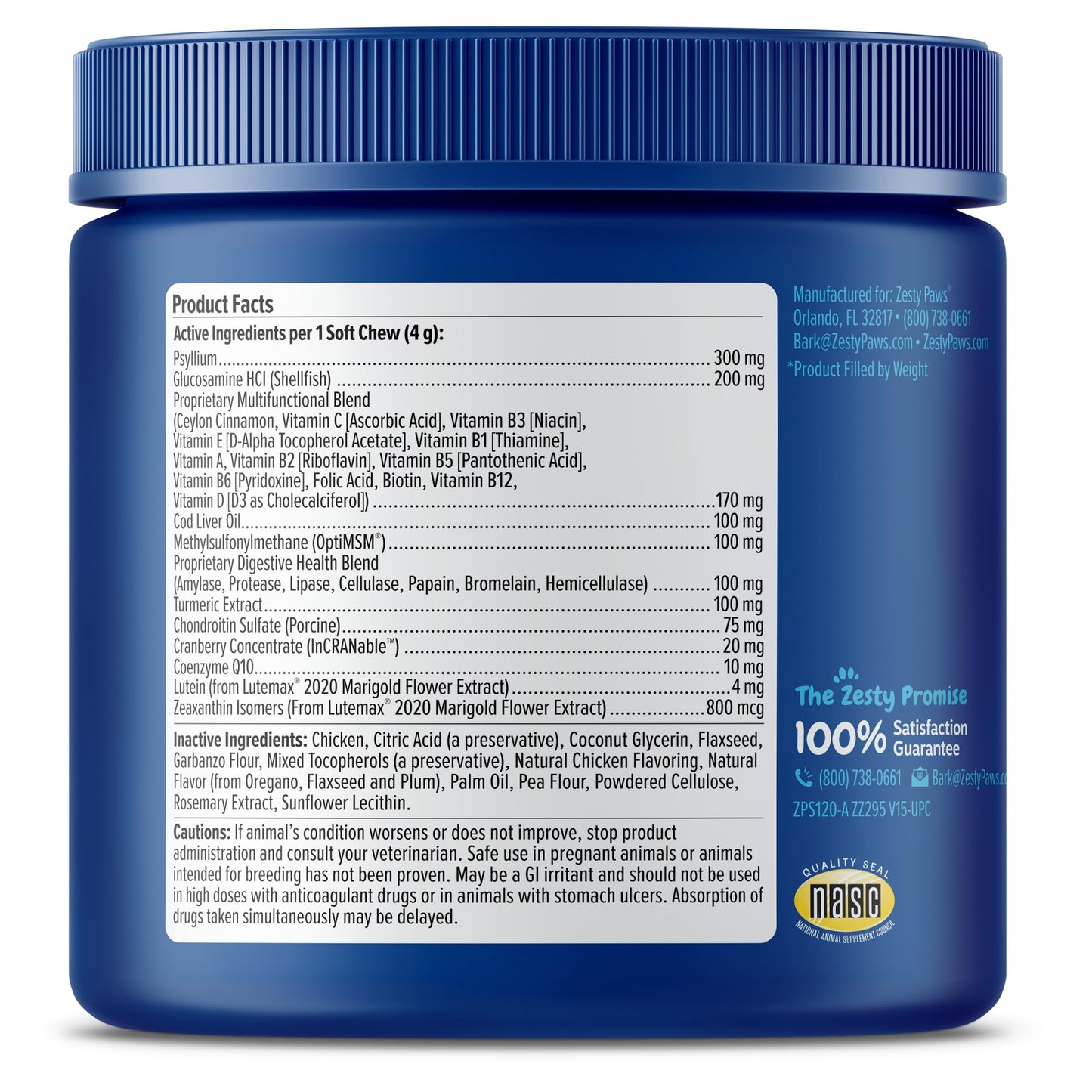 Zesty Paws Dog Multivitamin, Chewable Dog Vitamins and Supplements for Hip & Joints, Skin & Coat, Omega 3 Fish Oil for Dogs- Senior & Puppy Multivitamin- Chicken- 90ct