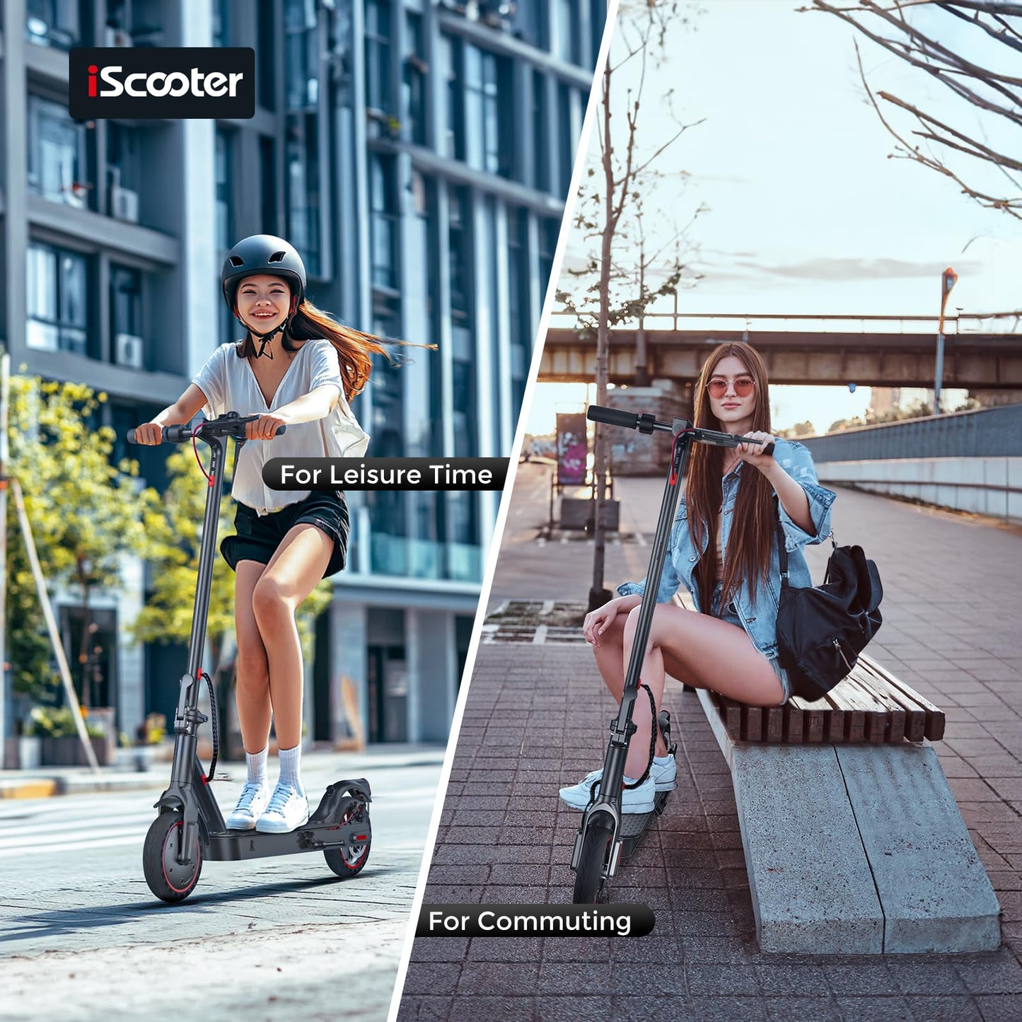 iScooter Electric Scooter Adults & Big Kids, 500/650 Peak Power, Up to 15/18/25 Miles Range, 19/22/25 MPH Top Speed, Cruise Control, Dual Braking System, Foldable E Scooter for Commuting & Campus Use
