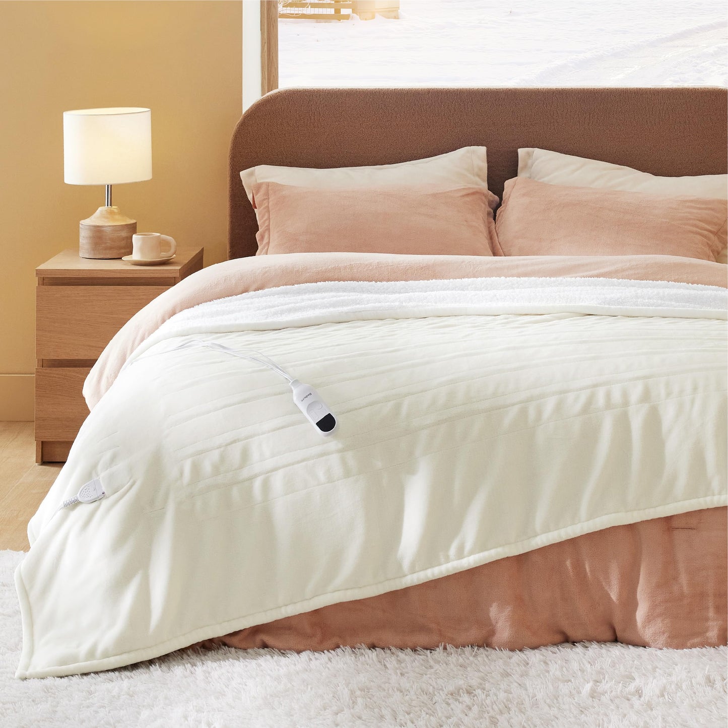 Bedsure Electric Blanket King Size - Dual Control Heated Weighted Blanket King with 10 Heat Settings, Fast Heating with 10 Time Settings (100x90 inches, Ivory)