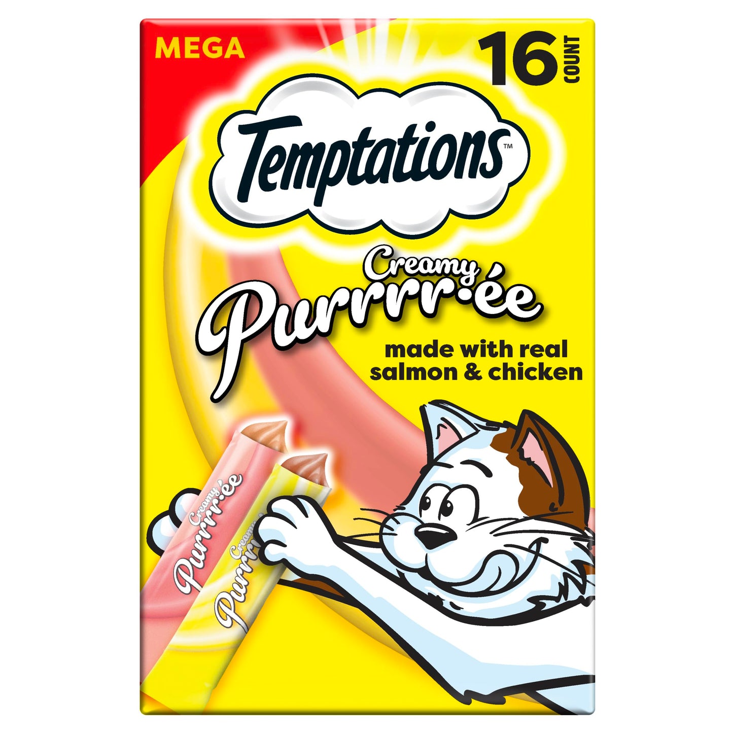 Temptations Creamy Puree Variety Pack of Squeezable Cat Treats, 0.42 oz. Tubes, 24 Count