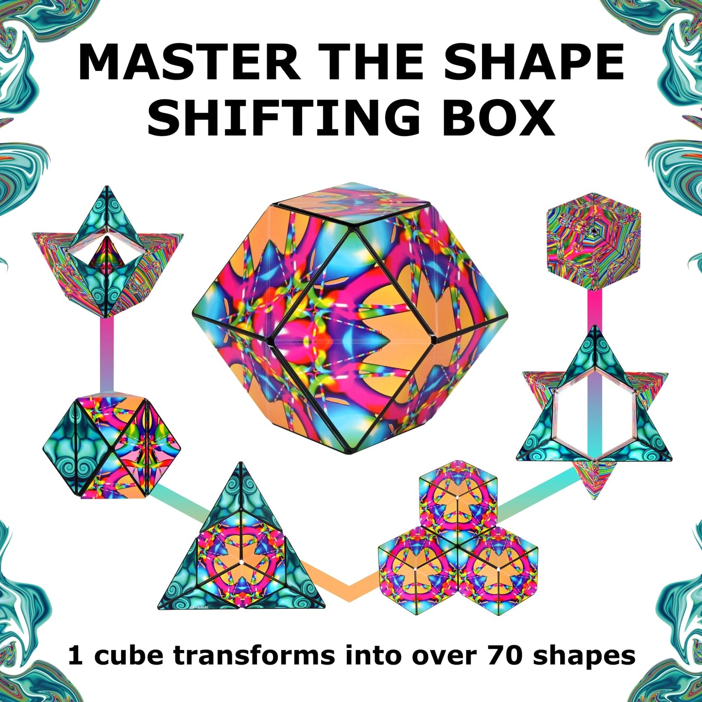 SHASHIBO Shape Shifting Box - Award-Winning Fidget Toy w/ 36 Rare Earth Magnets - Fidget Cube Transforms Into Over 70 Shapes, Sensory Toy Gift for Kids, Teens, and Adults (Vapor)