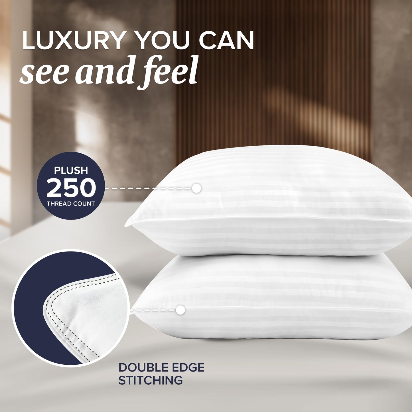 Beckham Hotel Collection Bed Pillows Standard/Queen Size Set of 2 - Original Soft Down Alternative Pillow for Sleeping - Soft Support for Back, Stomach or Side Sleepers