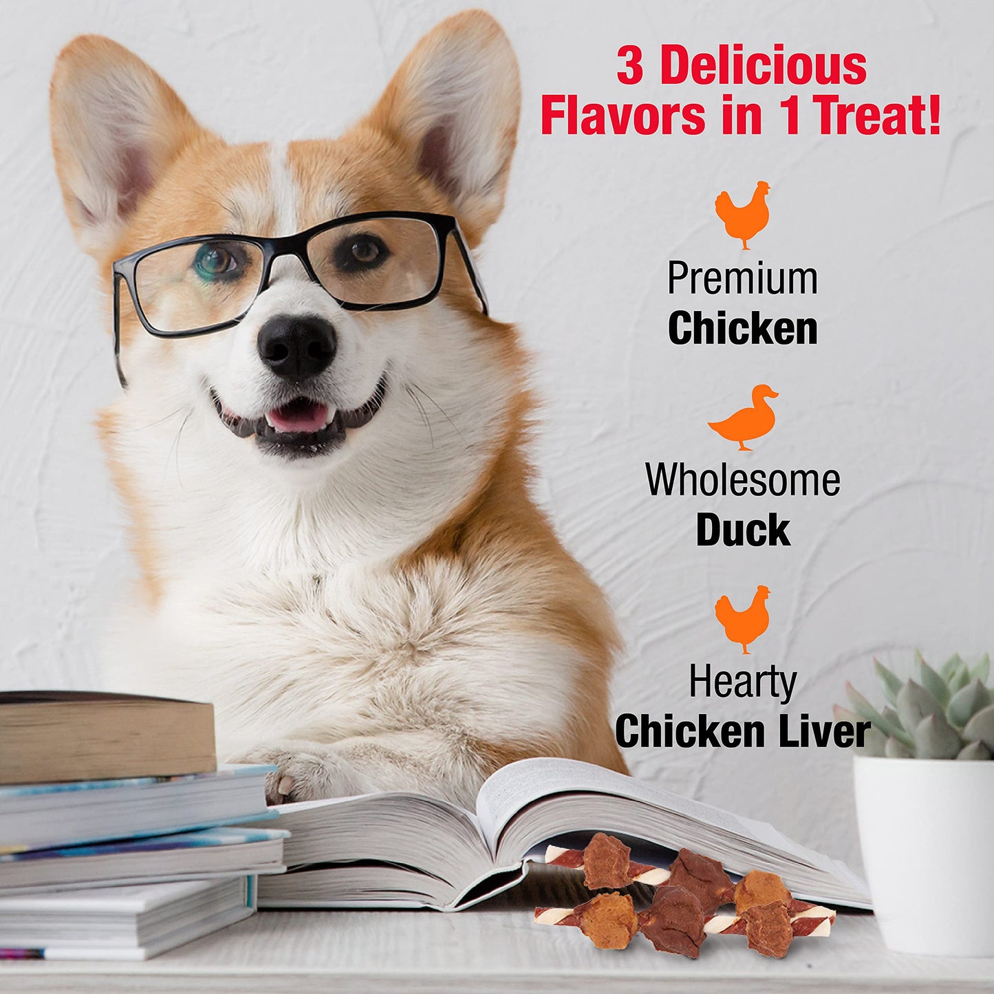 Good ‘n’ Fun Triple Flavor Kabobs Chews for All Dogs, 24 Ounces, Treat Your Dog to Chews Made from Beef Hide, Real Chicken, Pork Hide, Duck and Chicken Liver