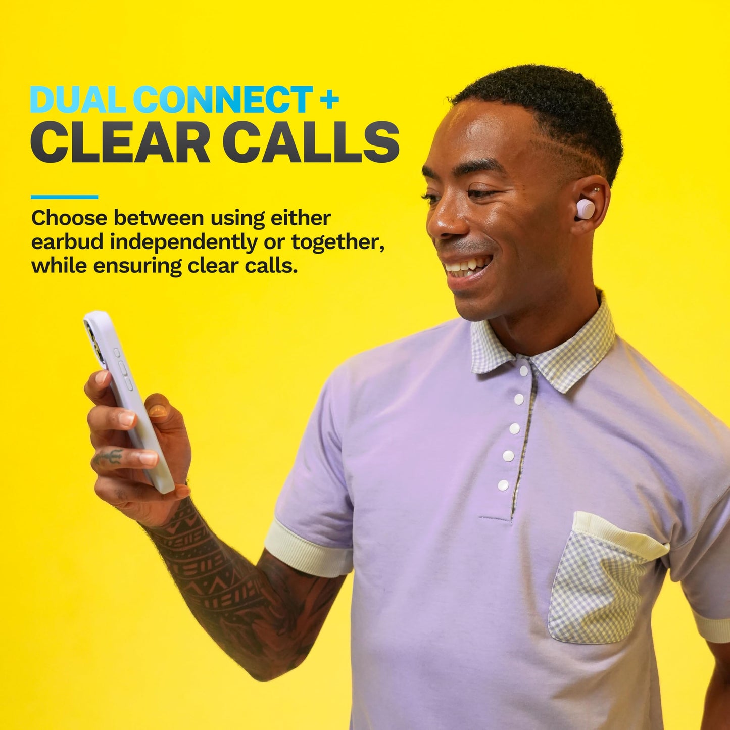 JLab Go Air Pop+ True Wireless Earbuds, in Ear Headphones, Bluetooth Earphones, 35H Playtime Ear Buds, Bluetooth Earbuds with Microphone, USB-C Charging Case, Dual Connect, EQ3 Sound, Black