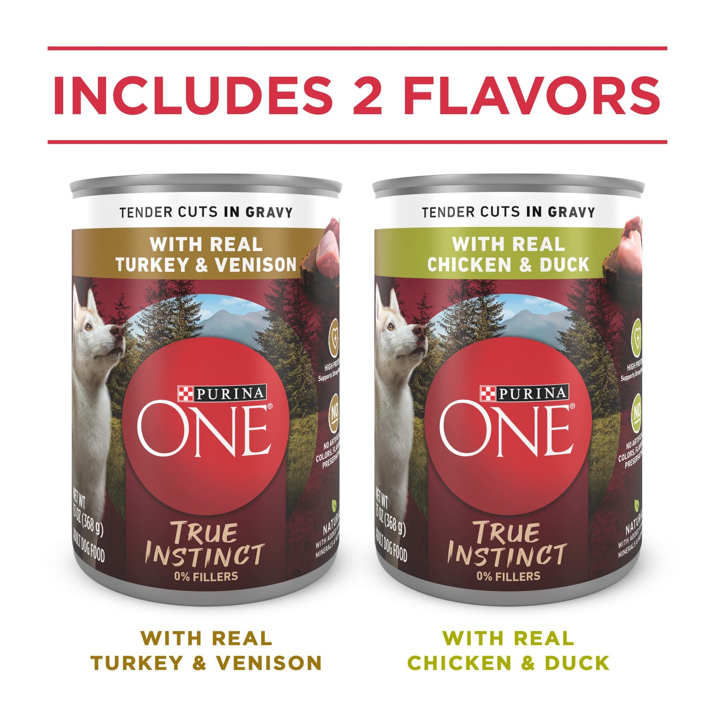 Purina ONE Classic Ground Chicken and Brown Rice, and Beef and Brown Rice Entrees Wet Dog Food Variety Pack - (Pack of 6) 13 oz. Cans