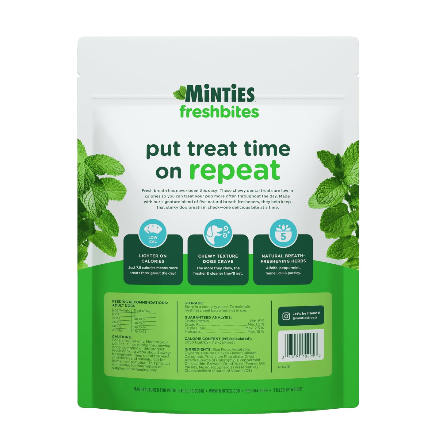 Minties Dog Dental Bone Treats, Tiny/Small Dental Dog Treats, 16 Ounces, Cleans Teeth, Fight Bad Breath, Removes Plaque and Tartar, 16 Count