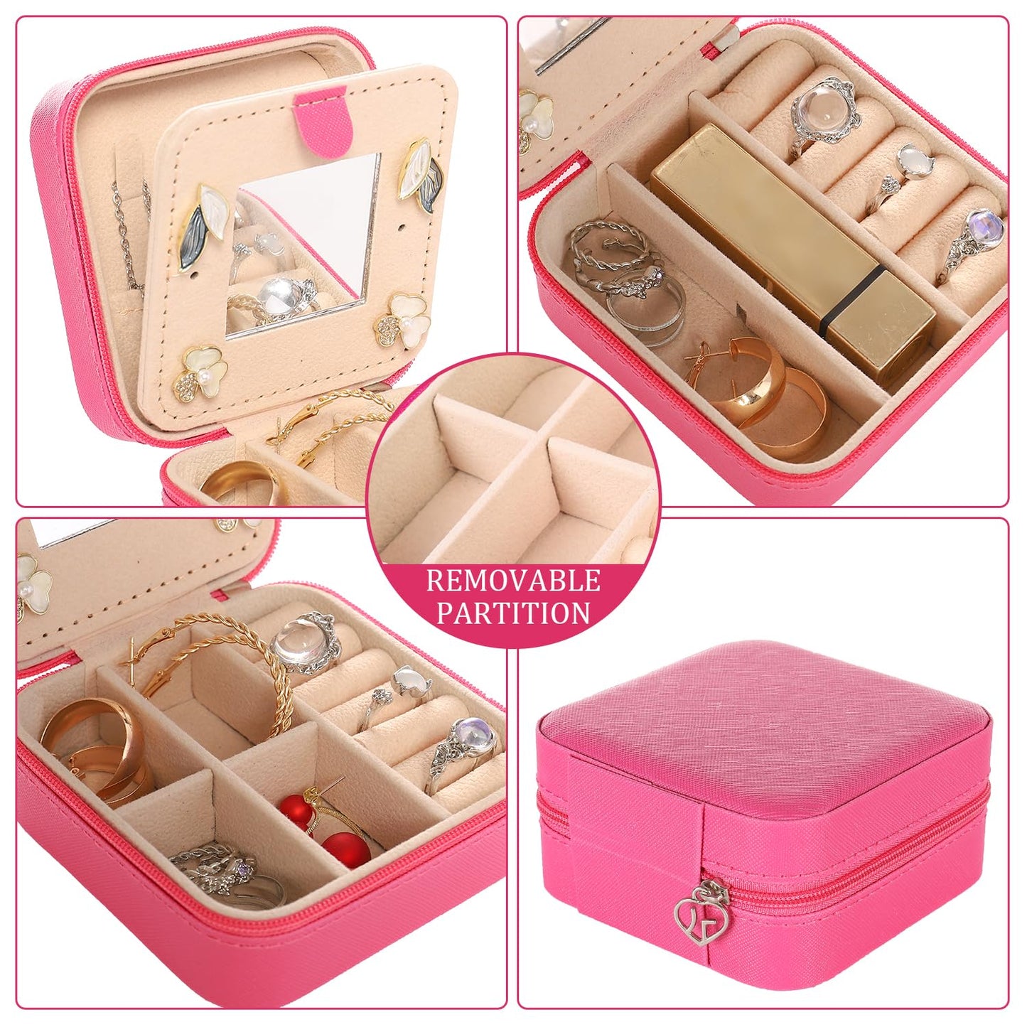 KElofoN Travel jewelry case Travel jewelry box Travel Jewelry Organizer Small box Gift for Girls Women with Mirror(Green)