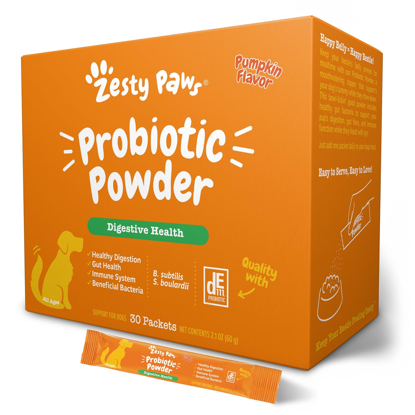 Zesty Paws Probiotics for Dogs - Digestive Enzymes for Gut Flora, Digestive Health, Diarrhea & Bowel Support - Clinically Studied DE111 - Dog Supplement Soft Chew for Pet Immune System - Pumpkin