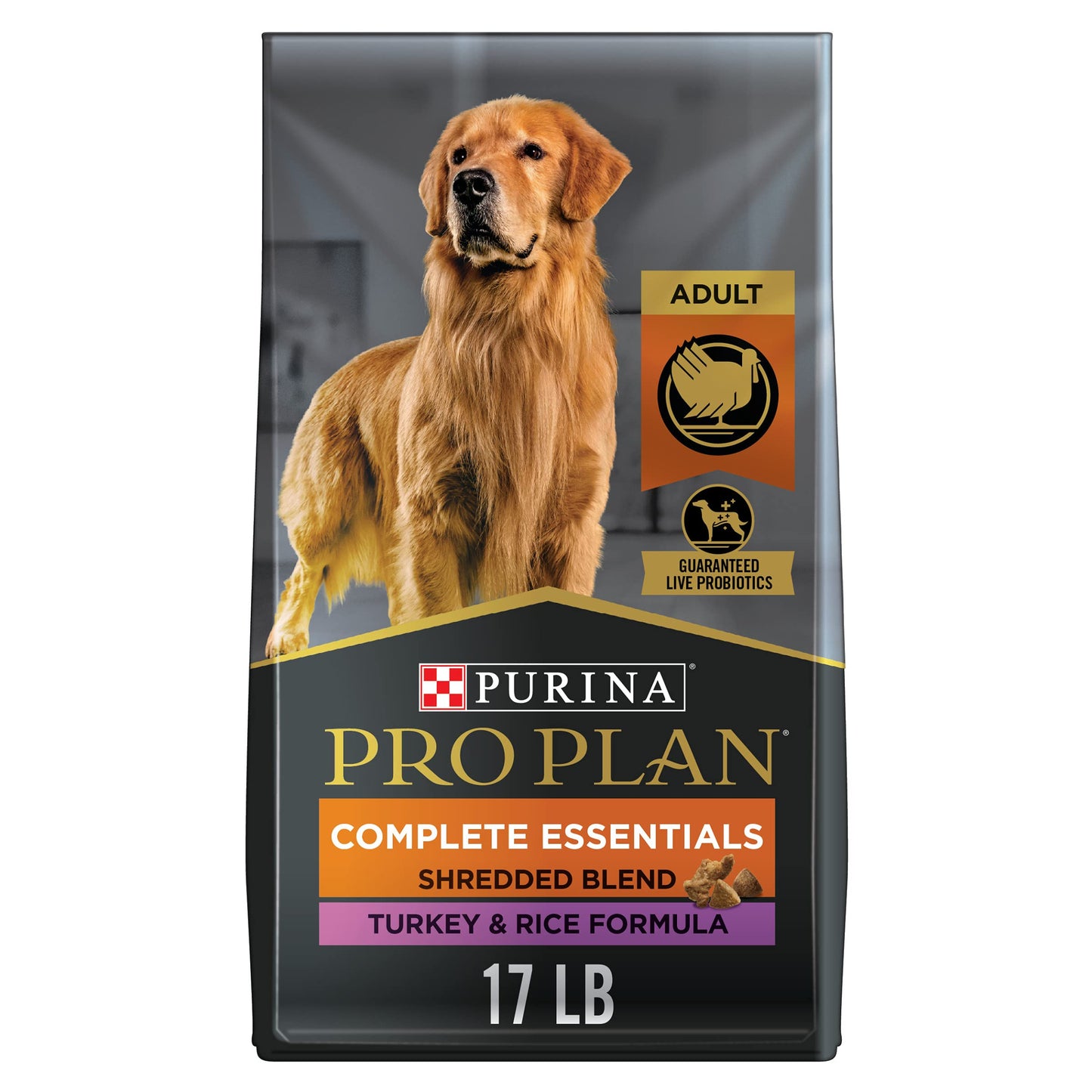 Purina Pro Plan Complete Essentials Shredded Blend Chicken and Rice Dog Food Dry Formula with Probiotics for Dogs - 35 lb. Bag