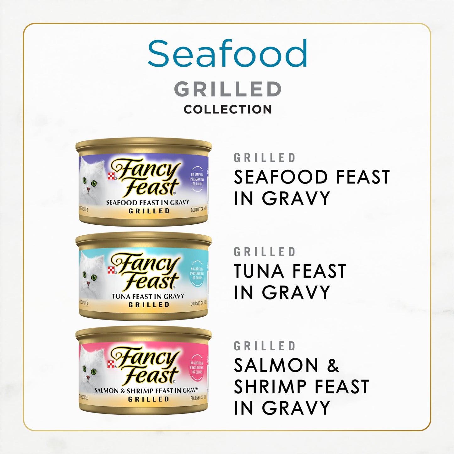 Purina Fancy Feast Grilled Wet Cat Food Seafood Collection in Wet Cat Food Variety Pack - (Pack of 24) 3 oz. Cans