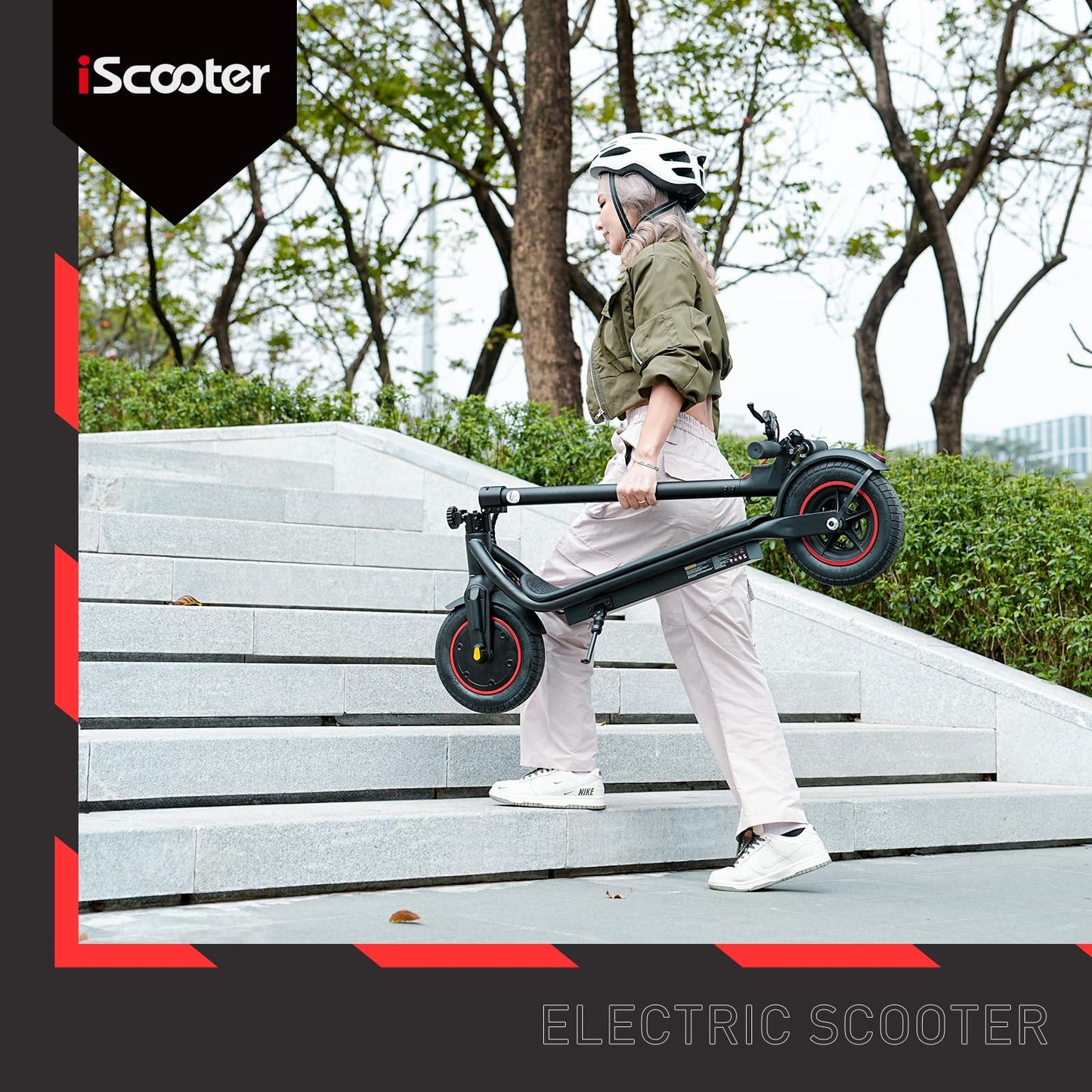 iScooter Electric Scooter Adults & Big Kids, 500/650 Peak Power, Up to 15/18/25 Miles Range, 19/22/25 MPH Top Speed, Cruise Control, Dual Braking System, Foldable E Scooter for Commuting & Campus Use