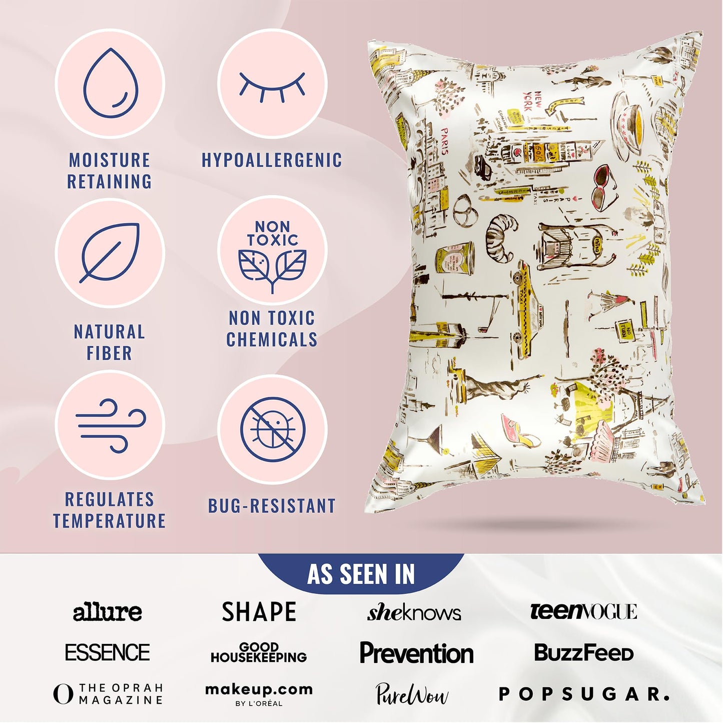 Blissy Silk Pillowcase - 100% Pure Mulberry Silk - 22 Momme 6A High-Grade Fibers - Silk Pillow Cover for Hair & Skin - Regular, Queen & King (Blissy White, Standard)