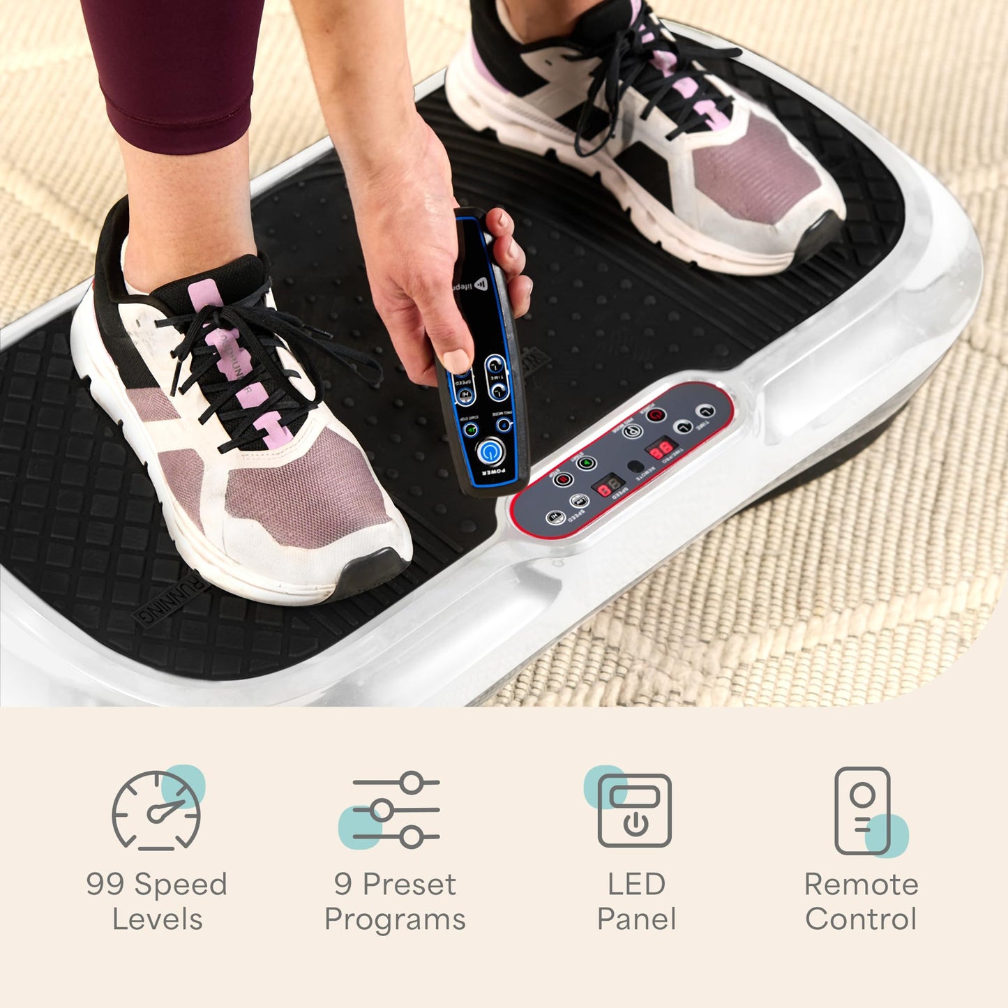 Lifepro Waver Vibration Plate Exercise Machine for Lymphatic Drainage, Muscle Activation, Full-Body Workout Vibrating Platform with Loop Bands, Fitness Equipment for Strength Toning & Fat Loss