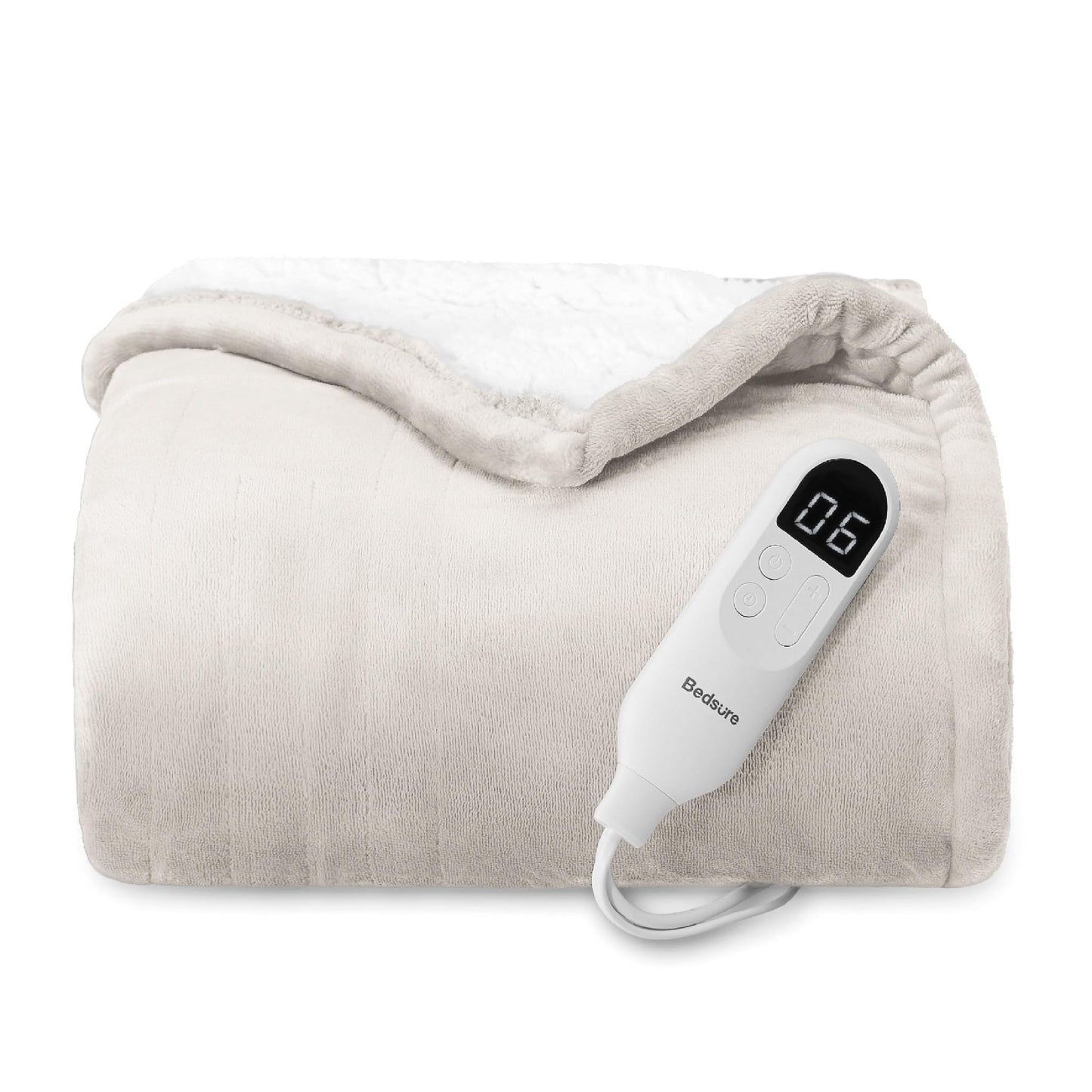 Bedsure Electric Blanket King Size - Dual Control Heated Weighted Blanket King with 10 Heat Settings, Fast Heating with 10 Time Settings (100x90 inches, Ivory)