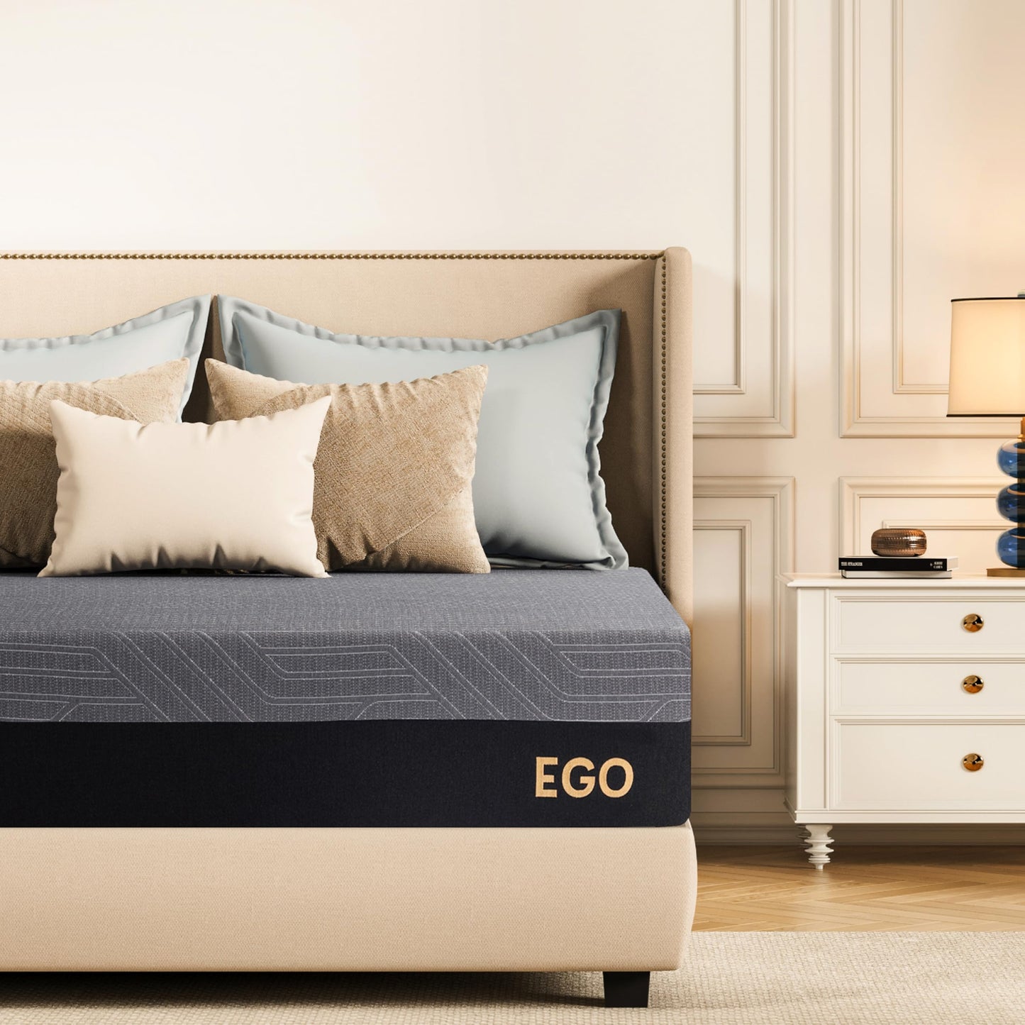 EGOHOME 14 Inch King Size Memory Foam Mattress for Back Pain, Cooling Copper Gel Bed in a Box, Foam Made in USA, CertiPUR-US Certified, Therapeutic Medium Firm, 76x80x14 Black