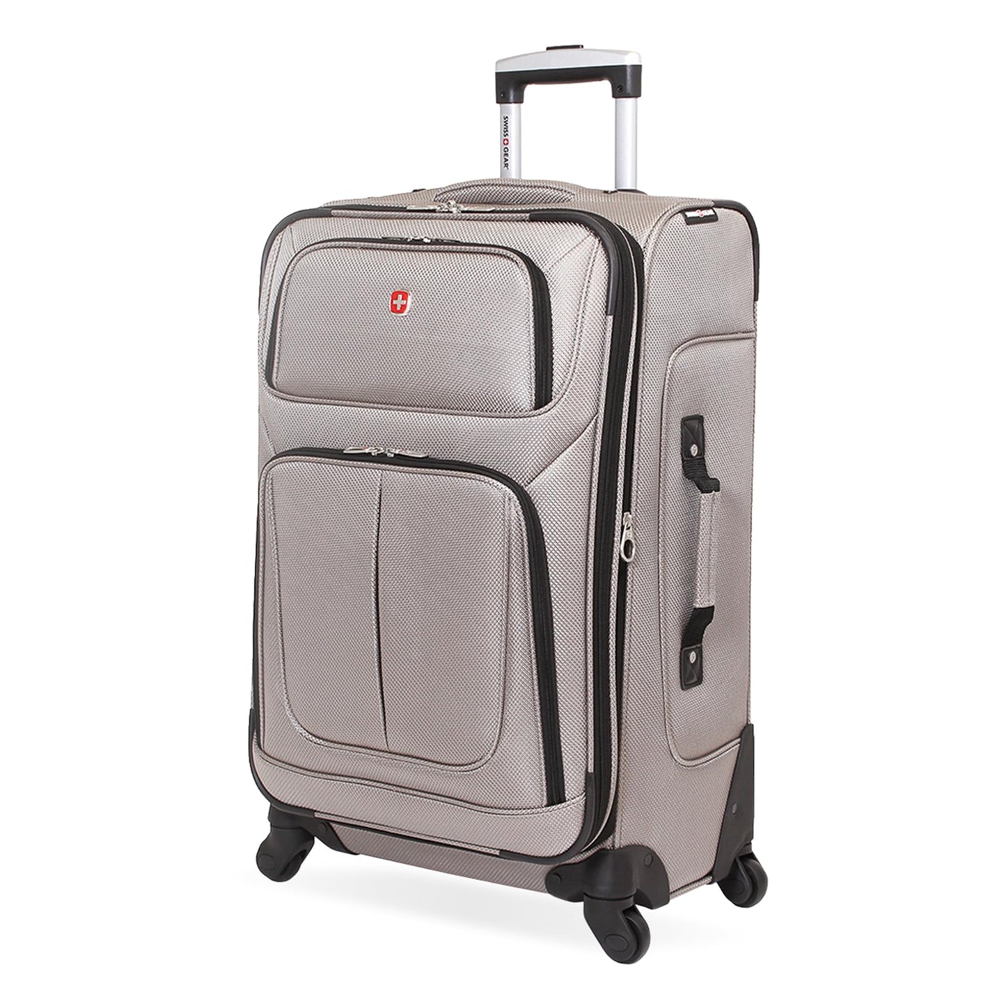 SwissGear Sion Softside Expandable Luggage – Medium Checked Suitcase with 360 Degree Wheels & Retractable Handle – 25 Inch, Perfect for 1-7 Night Trips – Blue