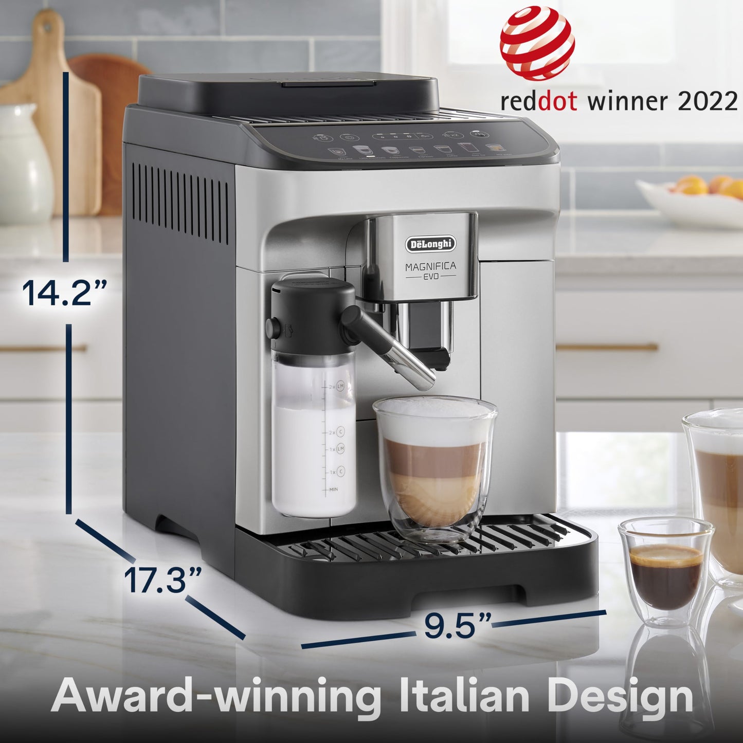 De'Longhi Magnifica Plus Fully Automatic Espresso Machine - Brew 18+ One Touch Coffee Recipes for up to 4 User Profiles, Automatic Milk Steam Wand & Built-in Grinder, Touchscreen Display