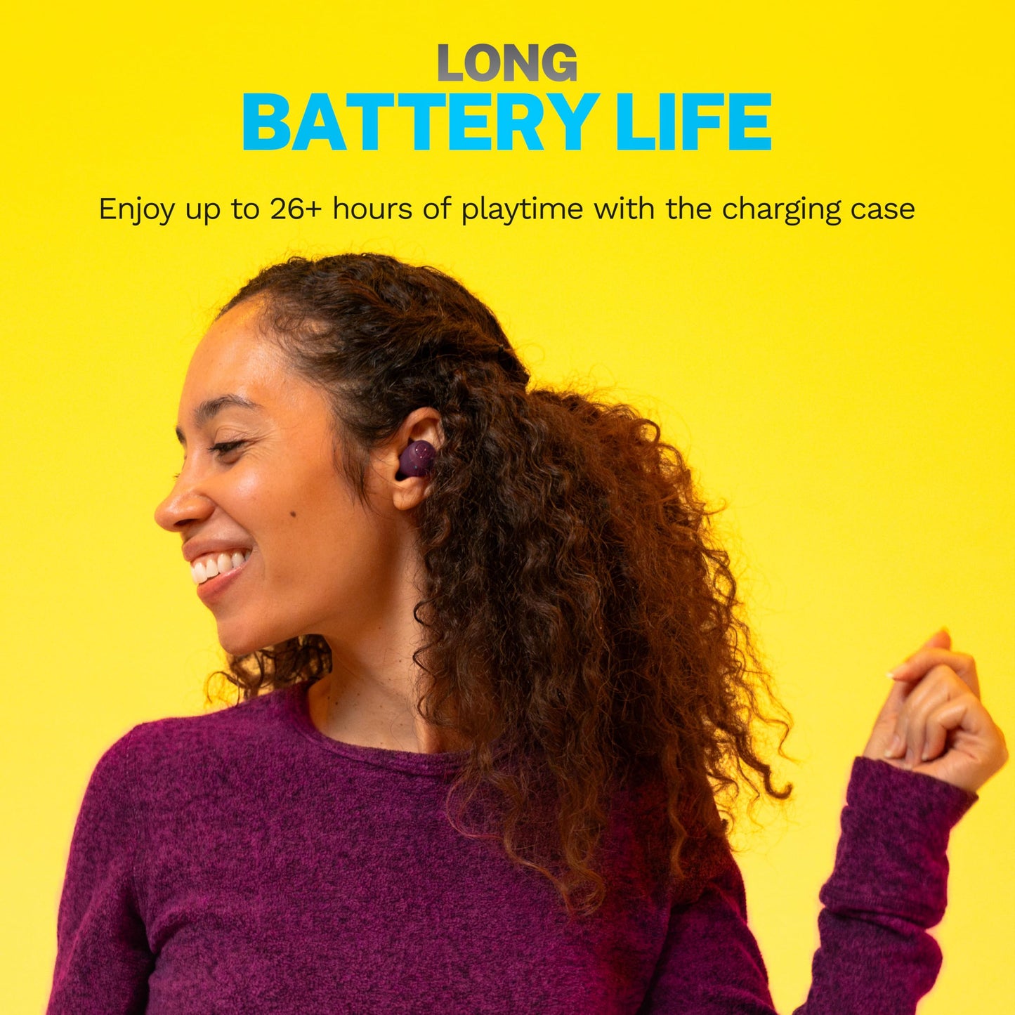 JLab Go Air Pop+ True Wireless Earbuds, in Ear Headphones, Bluetooth Earphones, 35H Playtime Ear Buds, Bluetooth Earbuds with Microphone, USB-C Charging Case, Dual Connect, EQ3 Sound, Black