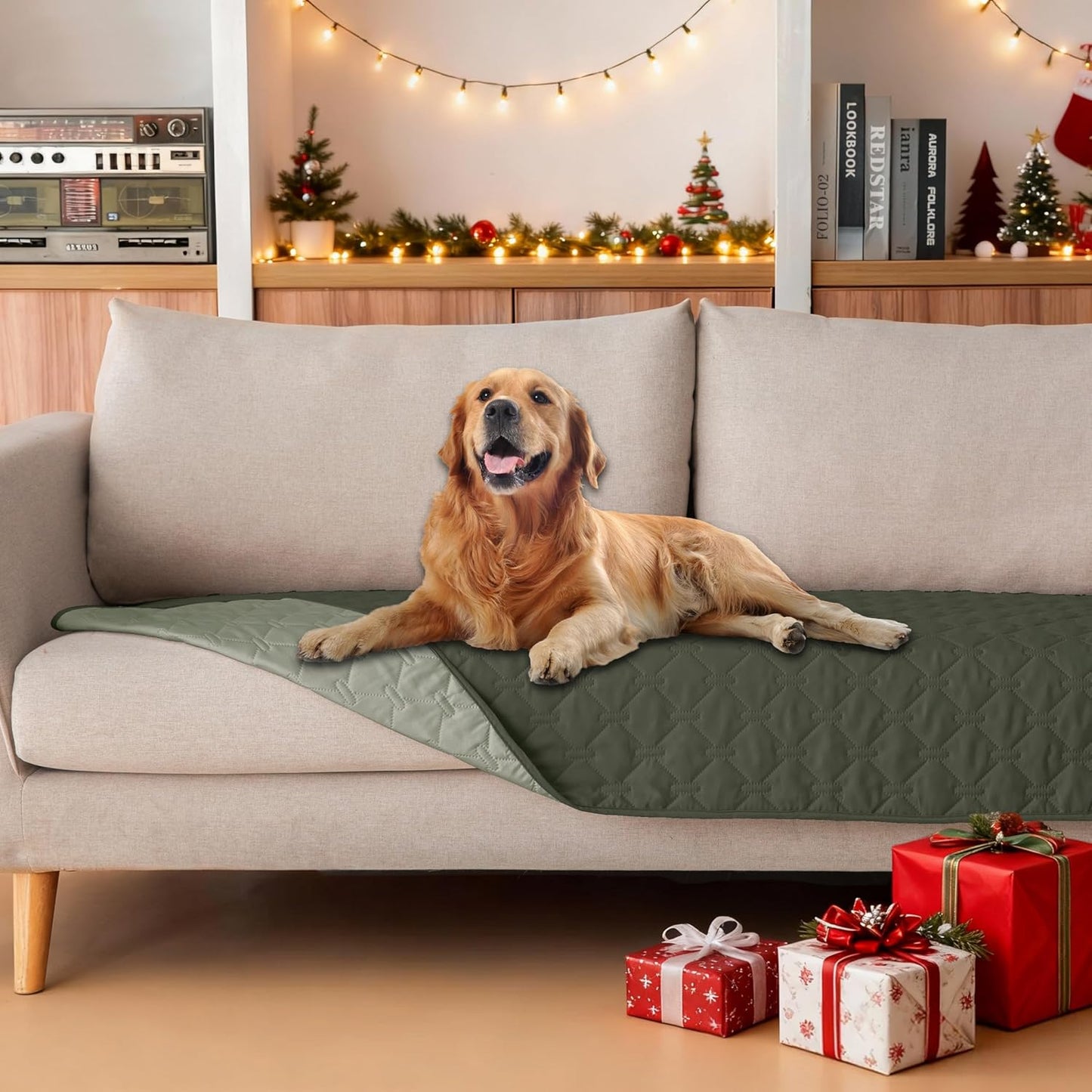 gogobunny 3X Stronger Waterproof Pet Blanket, Scratch Proof Furniture Protector for Dogs Cats, Reversible Cover 30x70 Inch, Dark Grey/Light Grey